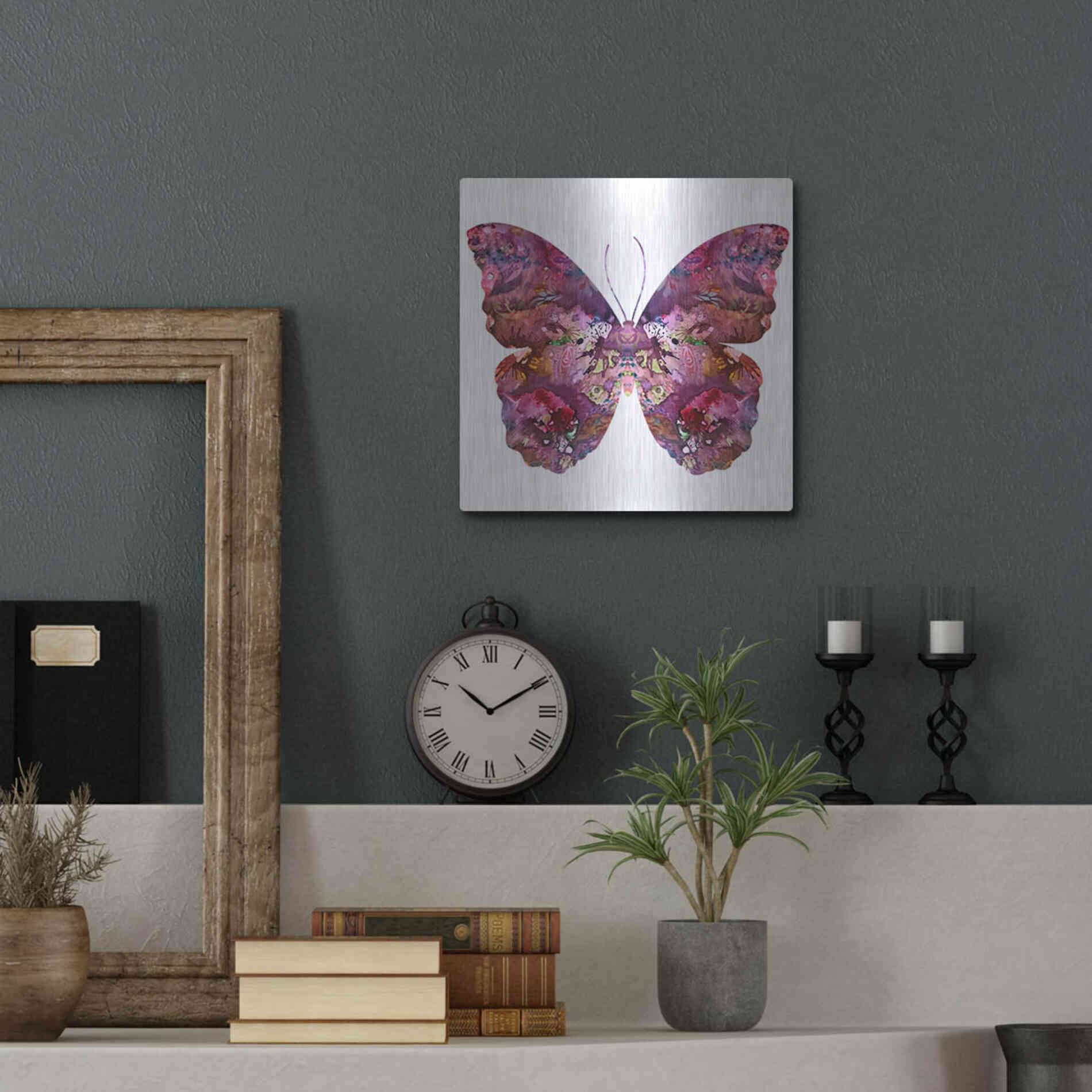 Luxe Metal Art 'Cinematic Butterfly' by Dean Russo, Metal Wall Art,12x12