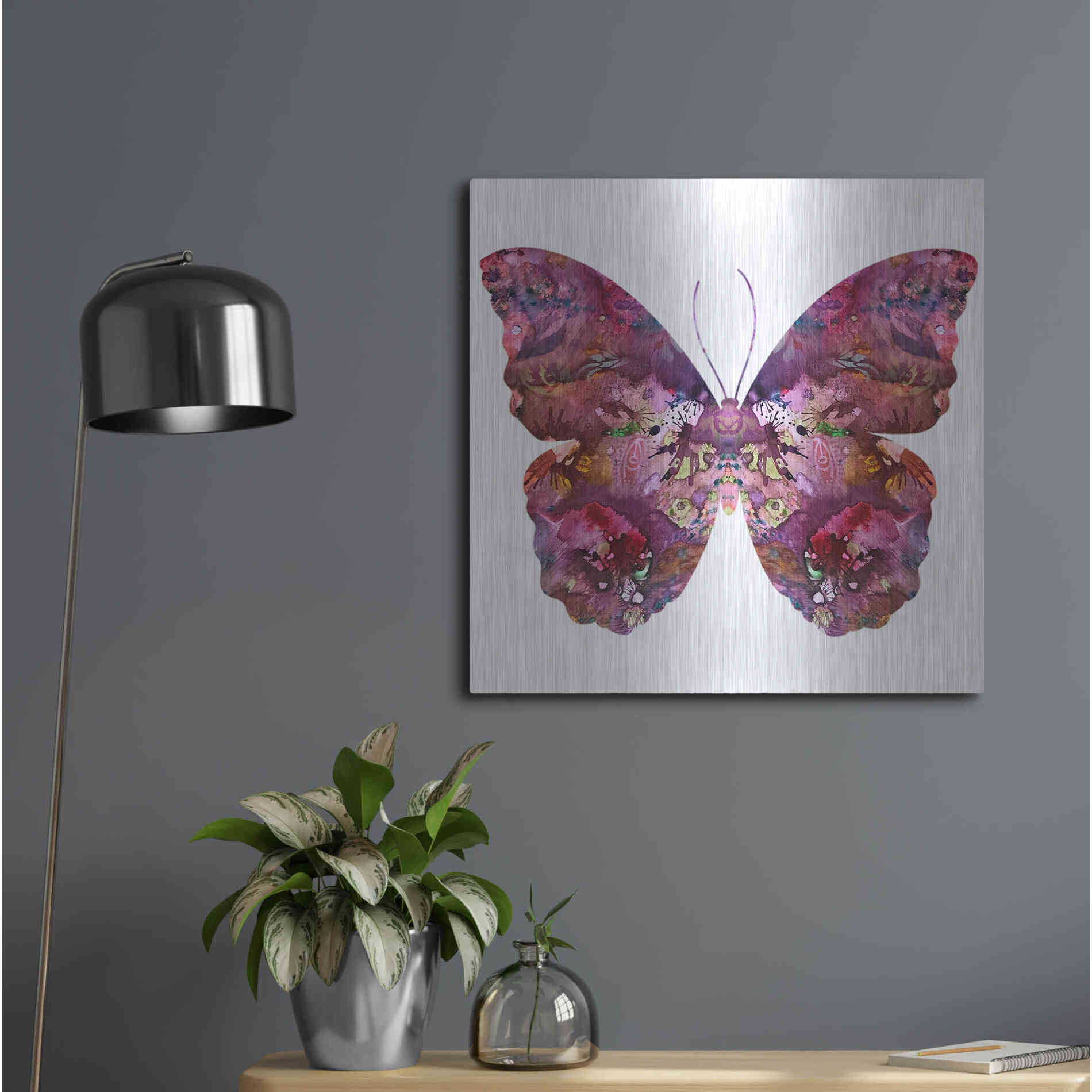 Luxe Metal Art 'Cinematic Butterfly' by Dean Russo, Metal Wall Art,24x24