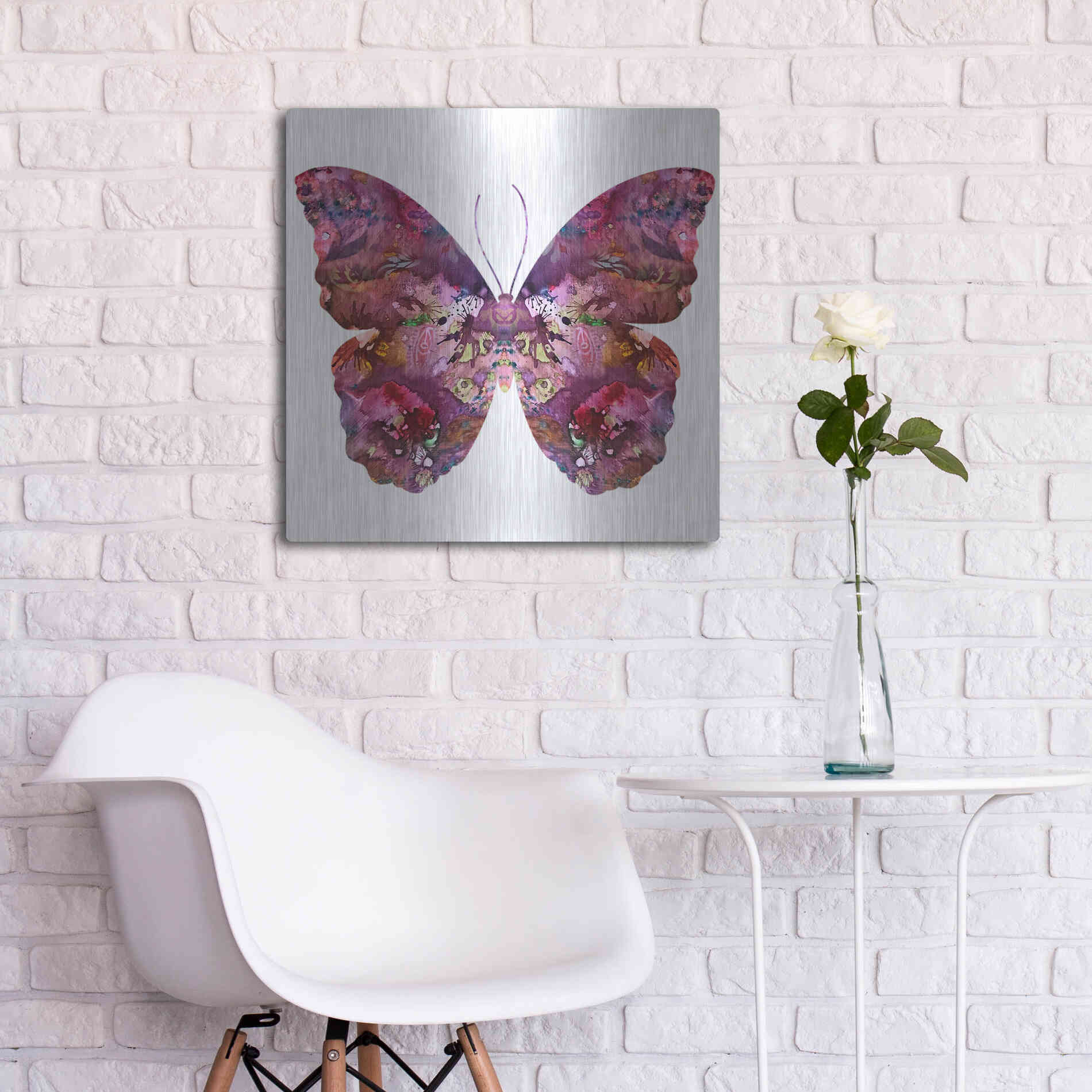 Luxe Metal Art 'Cinematic Butterfly' by Dean Russo, Metal Wall Art,24x24