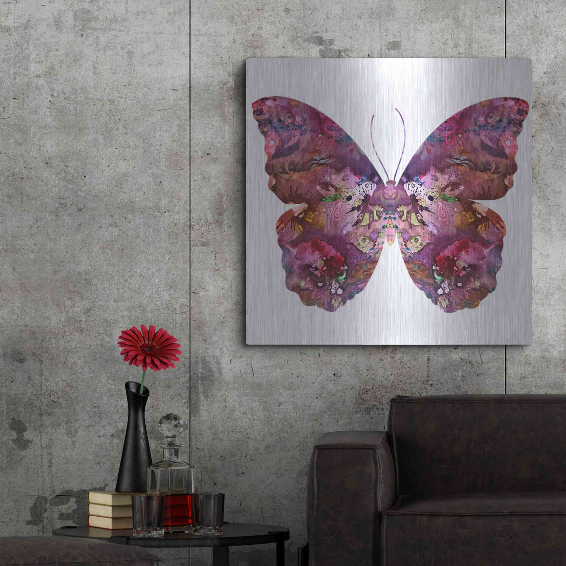 Luxe Metal Art 'Cinematic Butterfly' by Dean Russo, Metal Wall Art,36x36