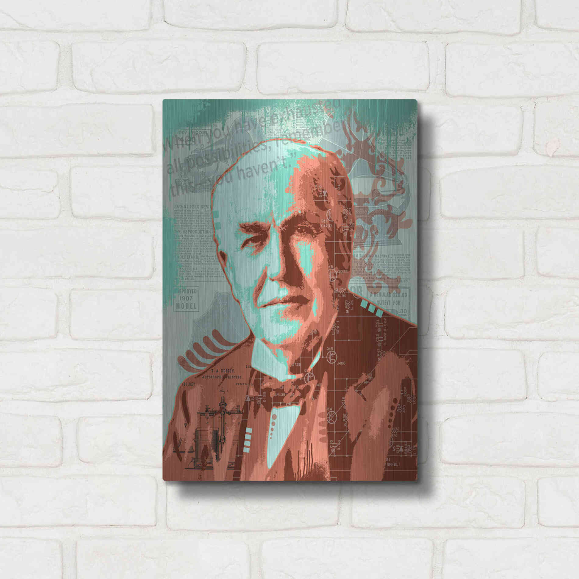 Luxe Metal Art 'Edison' by Dean Russo, Metal Wall Art,12x16