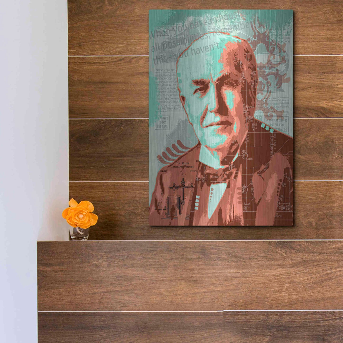 Luxe Metal Art 'Edison' by Dean Russo, Metal Wall Art,12x16