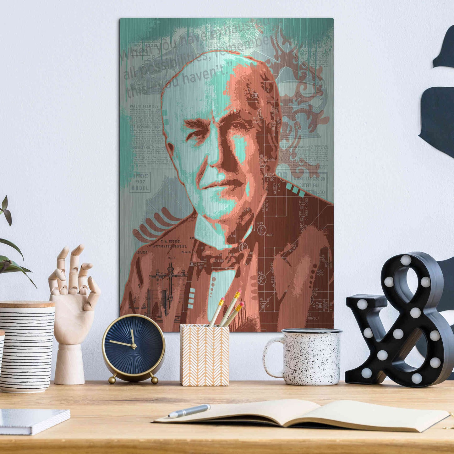 Luxe Metal Art 'Edison' by Dean Russo, Metal Wall Art,12x16