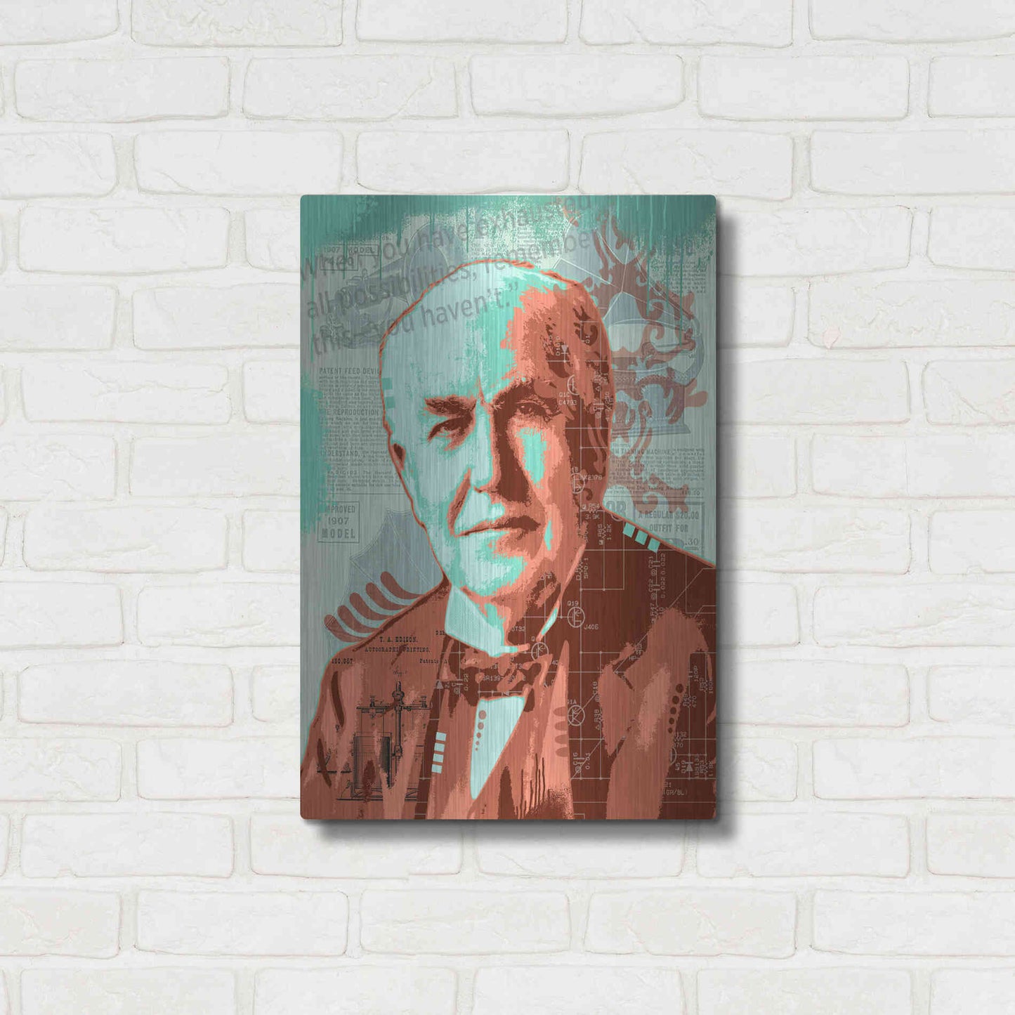 Luxe Metal Art 'Edison' by Dean Russo, Metal Wall Art,16x24