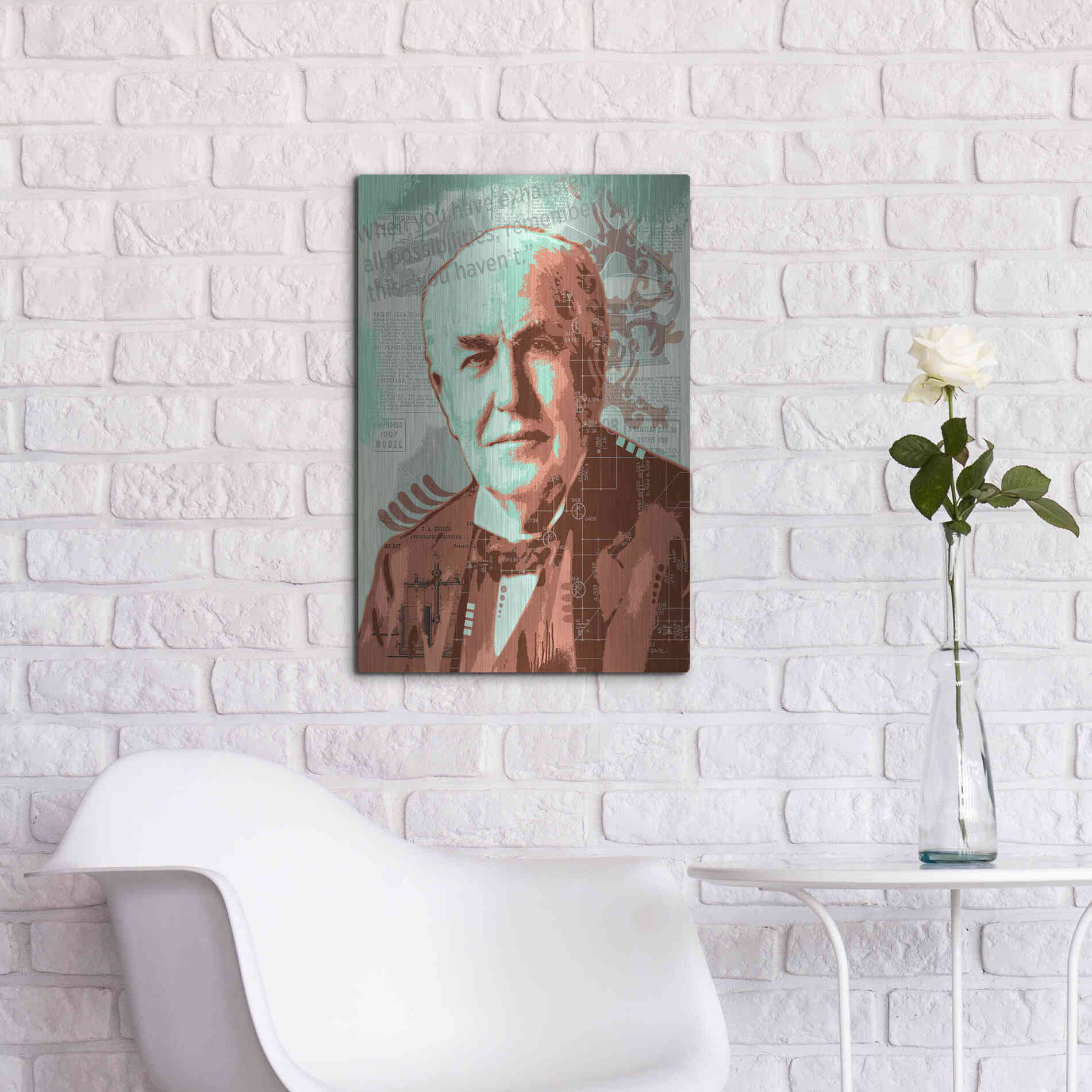 Luxe Metal Art 'Edison' by Dean Russo, Metal Wall Art,16x24