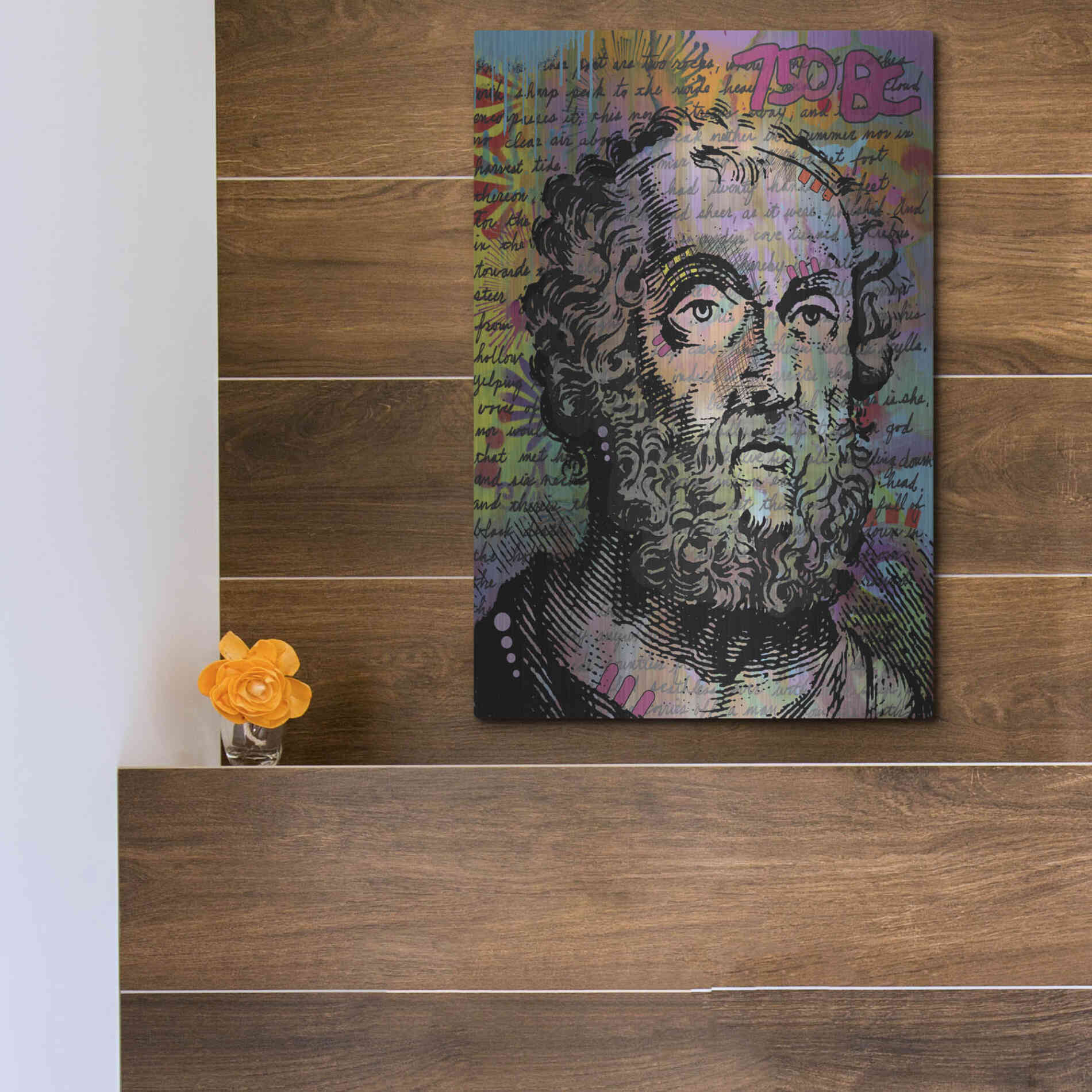 Luxe Metal Art 'Homer' by Dean Russo, Metal Wall Art,12x16