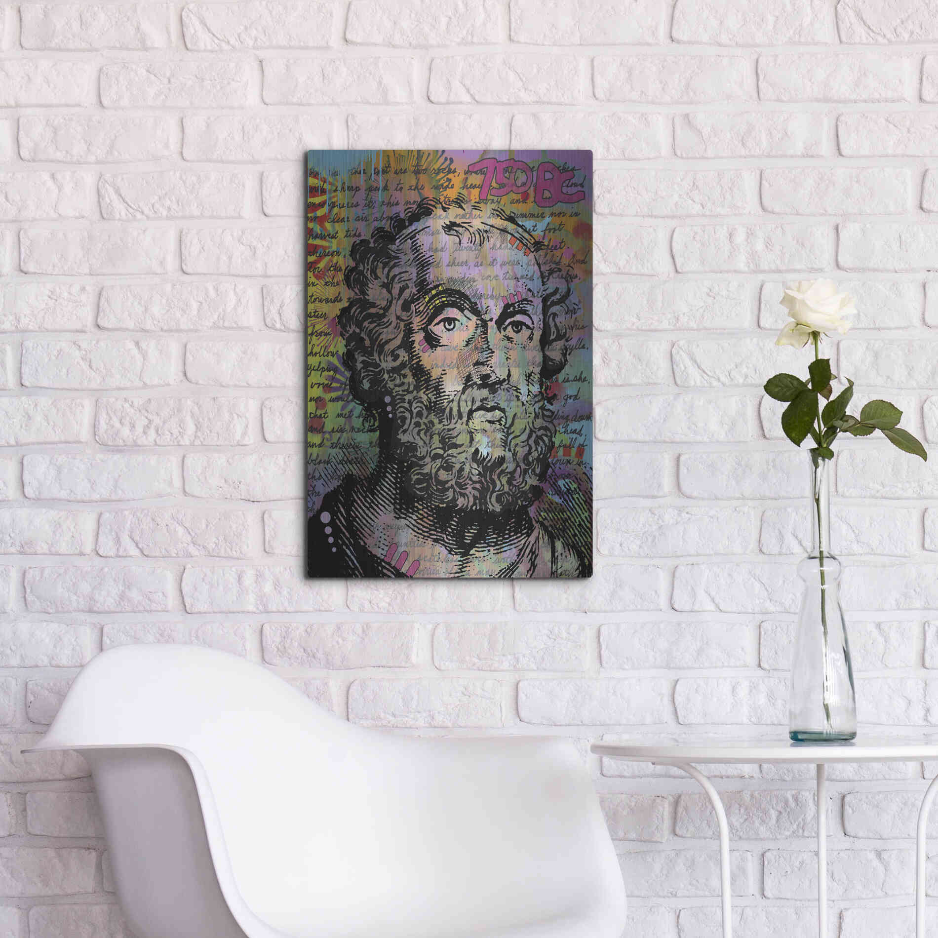 Luxe Metal Art 'Homer' by Dean Russo, Metal Wall Art,16x24