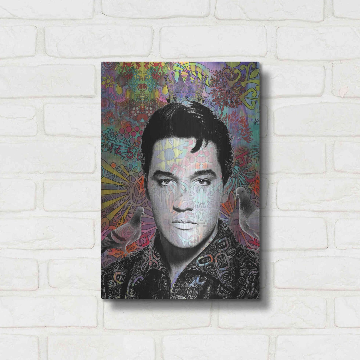 Luxe Metal Art 'King Elvis' by Dean Russo, Metal Wall Art,12x16