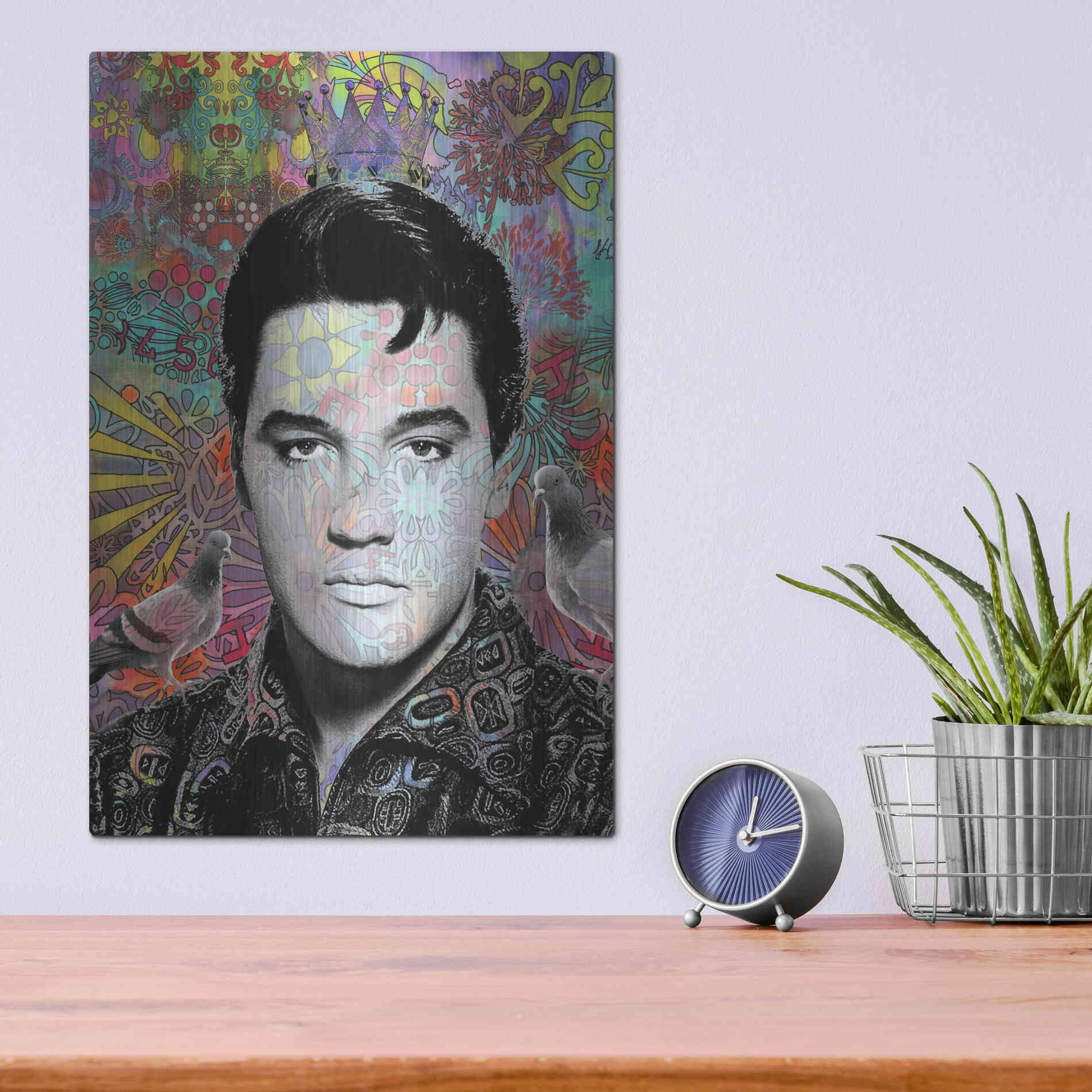 Luxe Metal Art 'King Elvis' by Dean Russo, Metal Wall Art,12x16