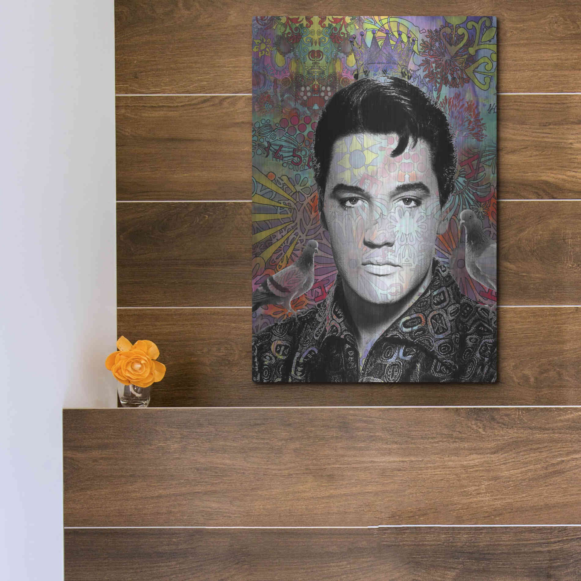 Luxe Metal Art 'King Elvis' by Dean Russo, Metal Wall Art,12x16