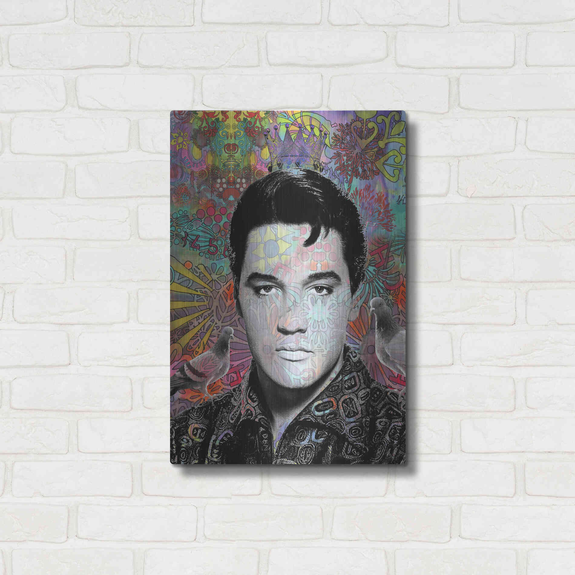 Luxe Metal Art 'King Elvis' by Dean Russo, Metal Wall Art,16x24