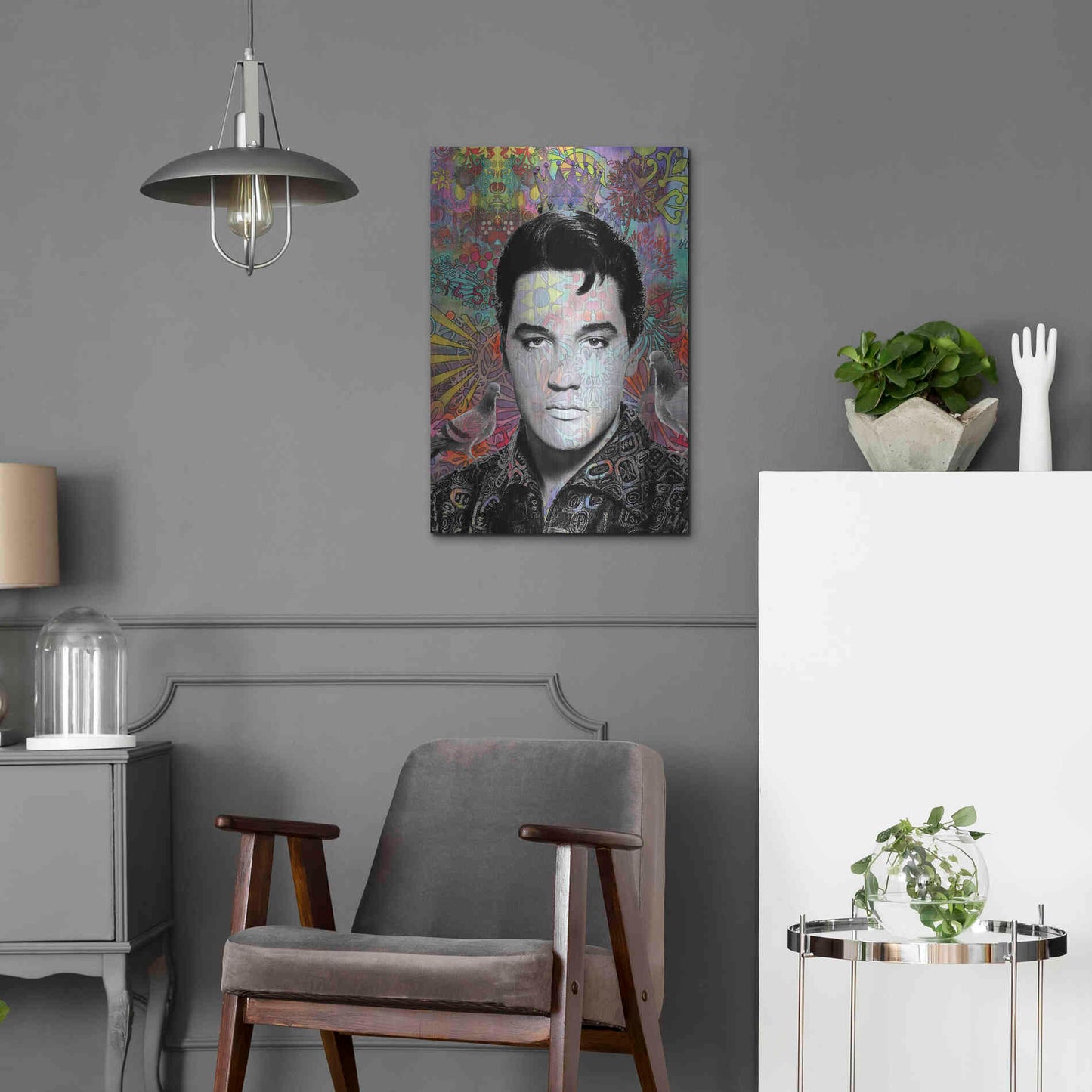 Luxe Metal Art 'King Elvis' by Dean Russo, Metal Wall Art,16x24