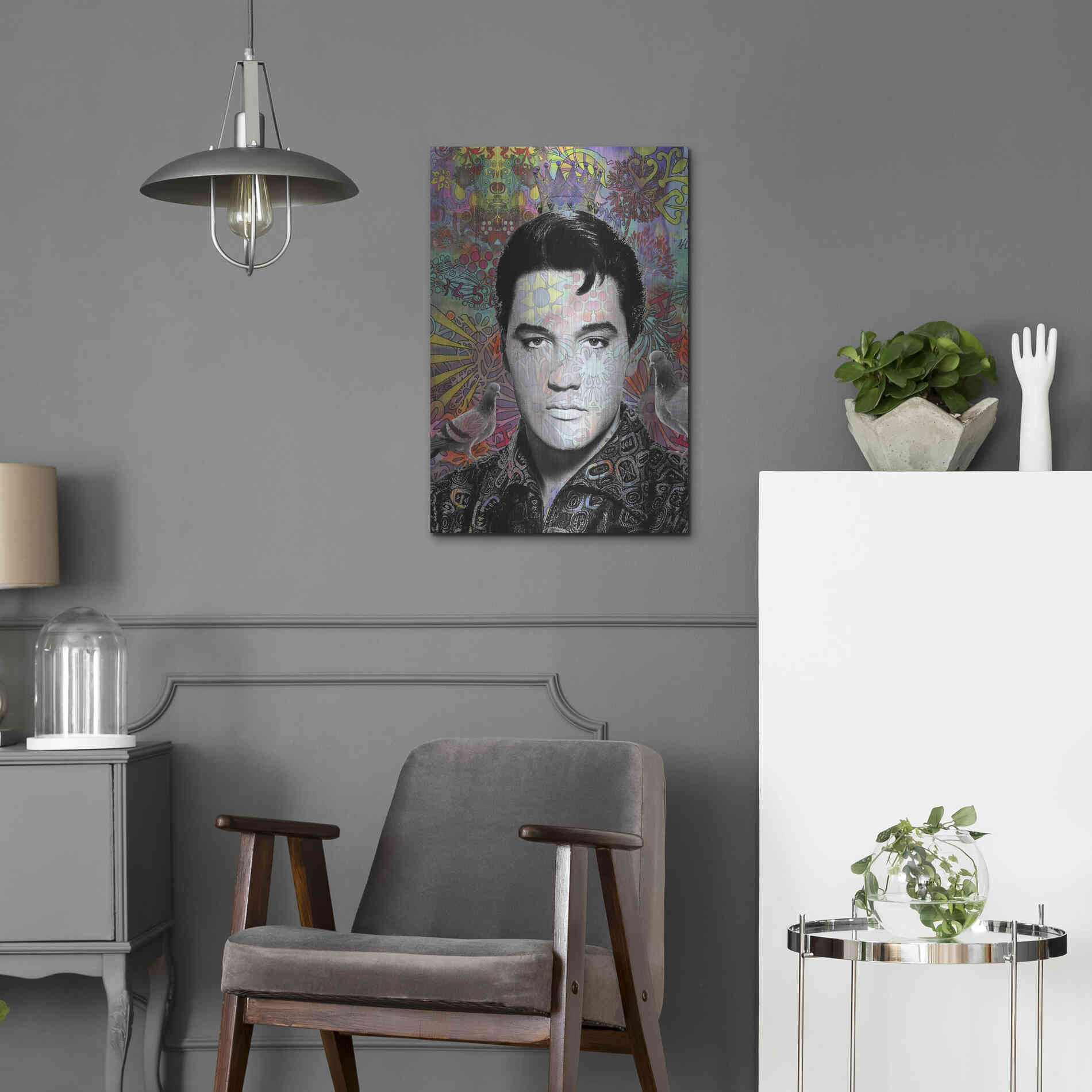 Luxe Metal Art 'King Elvis' by Dean Russo, Metal Wall Art,16x24