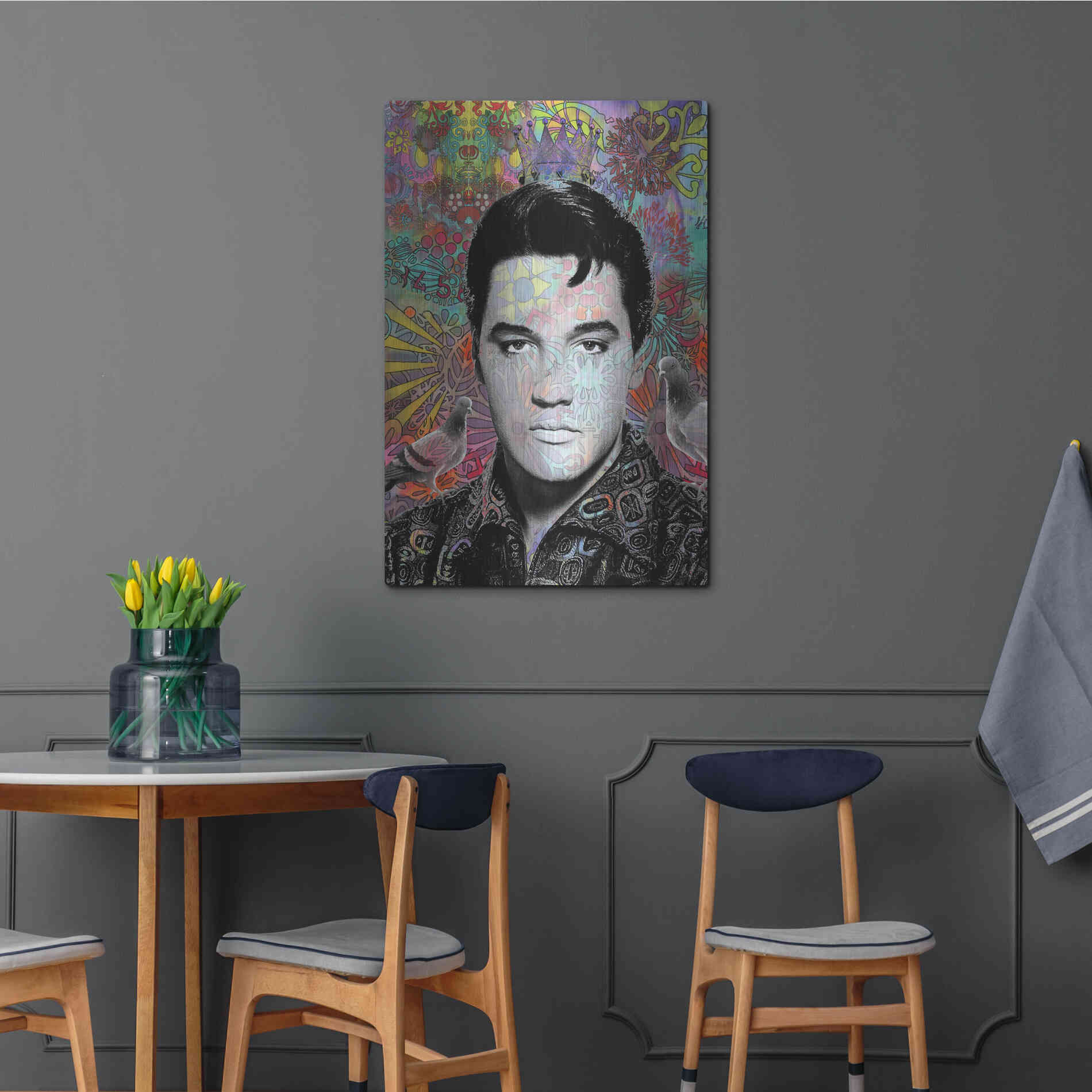 Luxe Metal Art 'King Elvis' by Dean Russo, Metal Wall Art,24x36