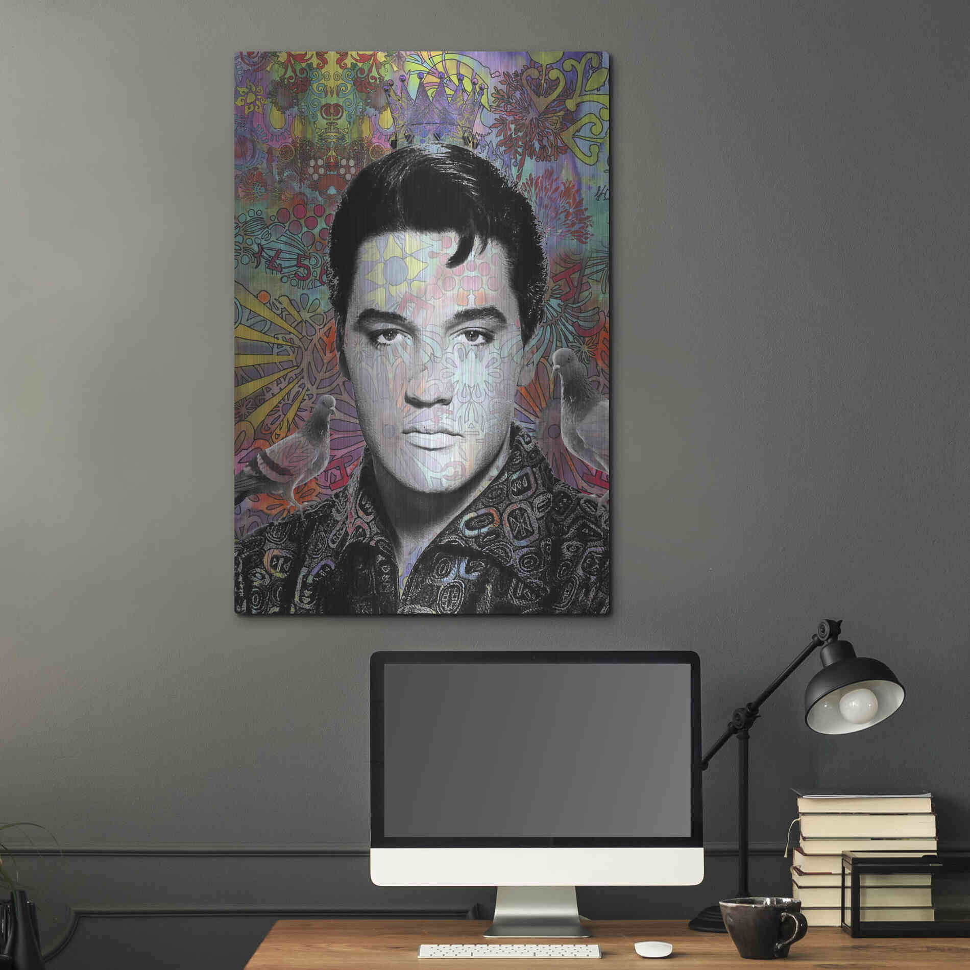 Luxe Metal Art 'King Elvis' by Dean Russo, Metal Wall Art,24x36