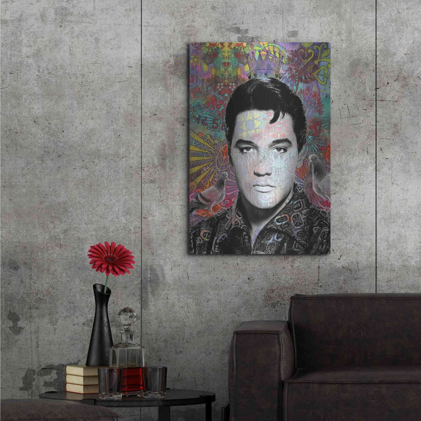 Luxe Metal Art 'King Elvis' by Dean Russo, Metal Wall Art,24x36