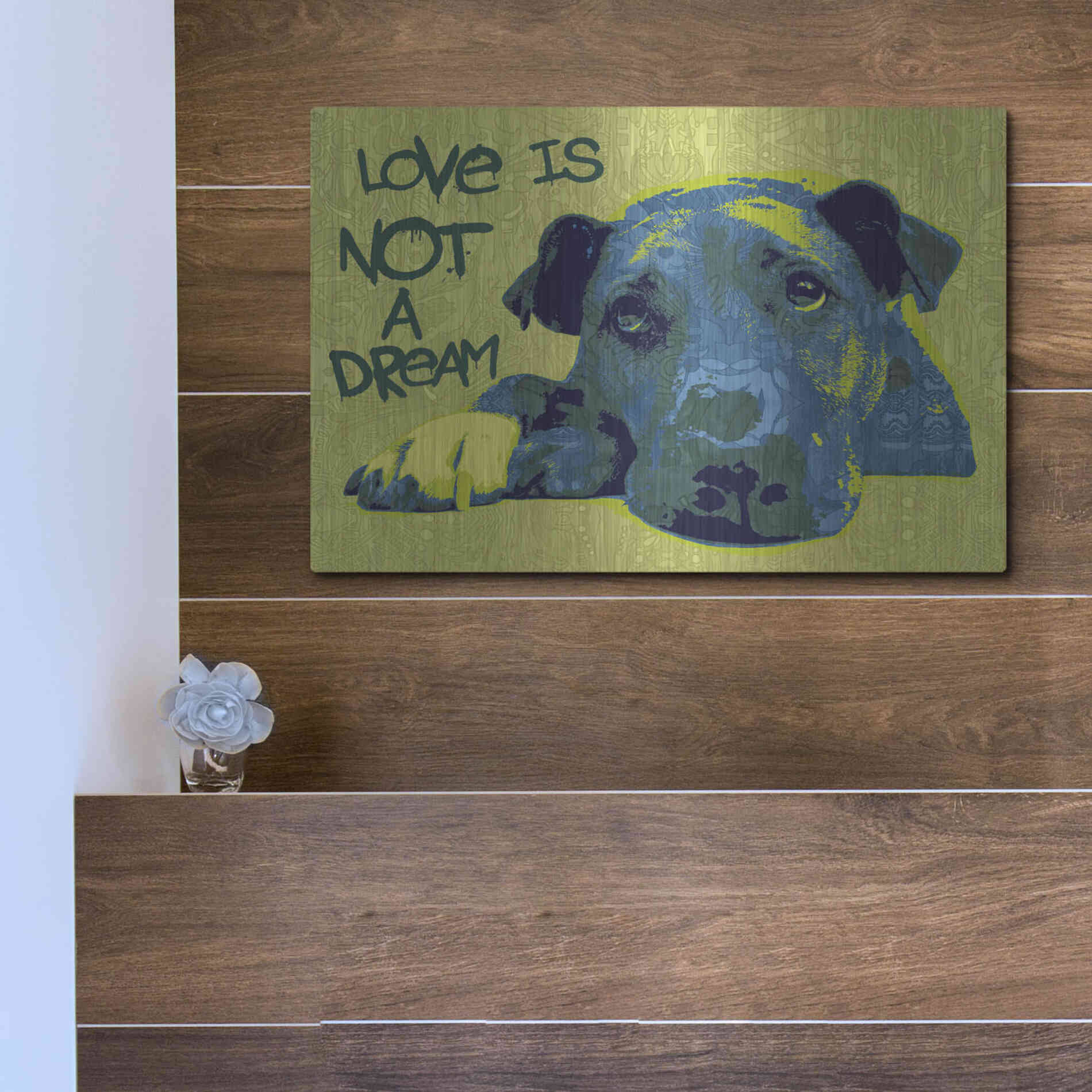 Luxe Metal Art 'Love Is Not A Dream' by Dean Russo, Metal Wall Art,16x12