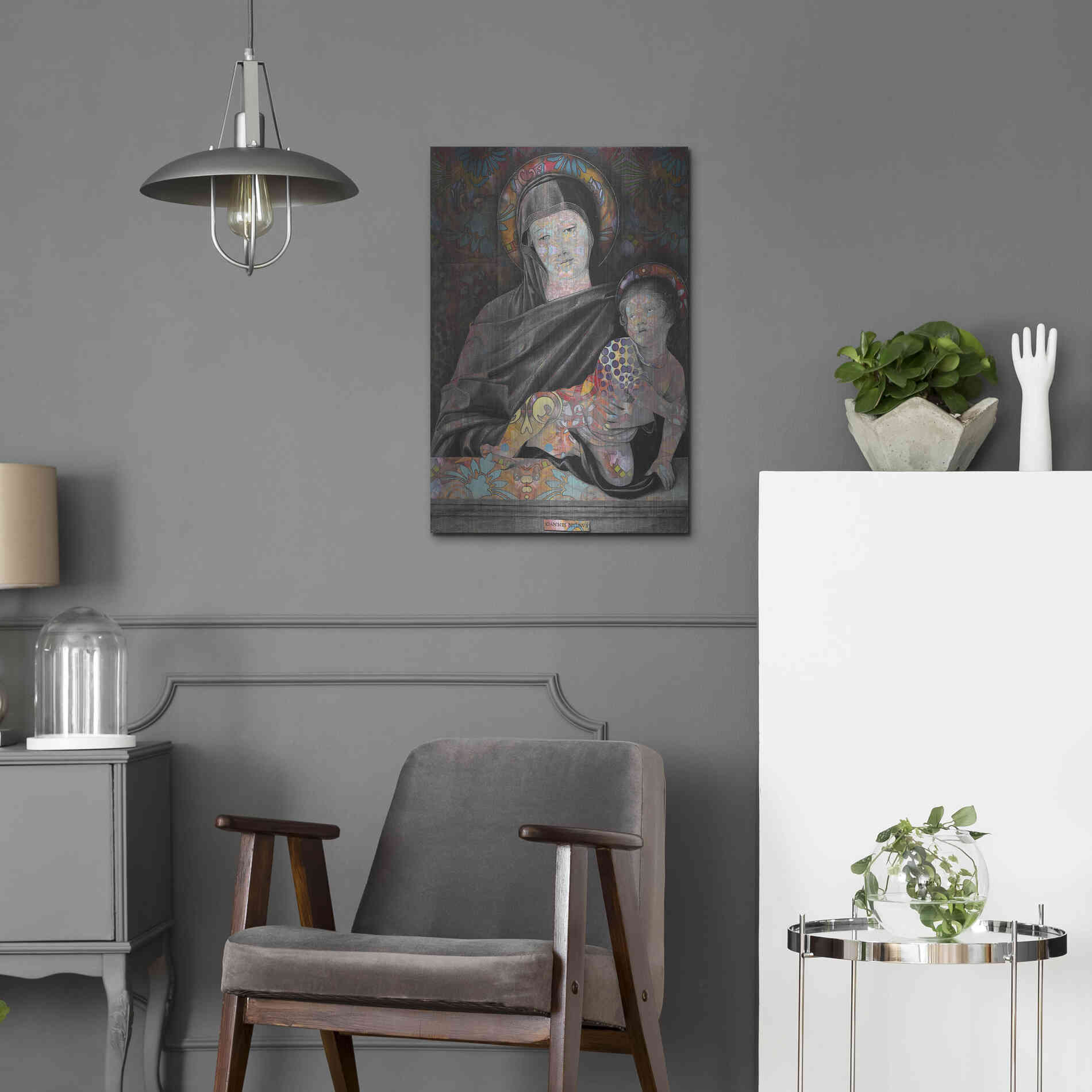 Luxe Metal Art 'Madonna And Child' by Dean Russo, Metal Wall Art,16x24