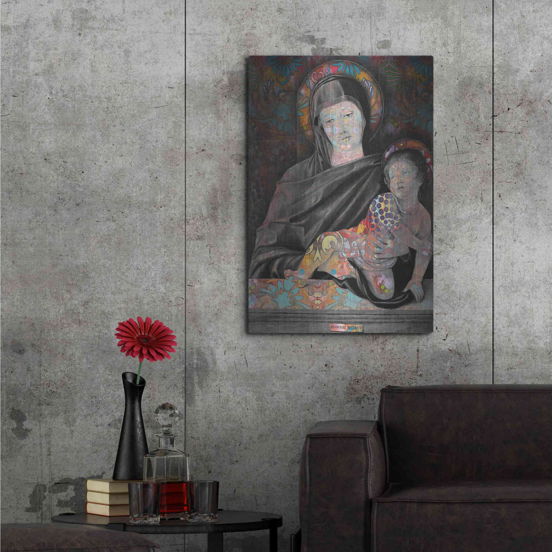 Luxe Metal Art 'Madonna And Child' by Dean Russo, Metal Wall Art,24x36