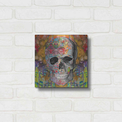 Luxe Metal Art 'Smile Skull' by Dean Russo, Metal Wall Art,12x12