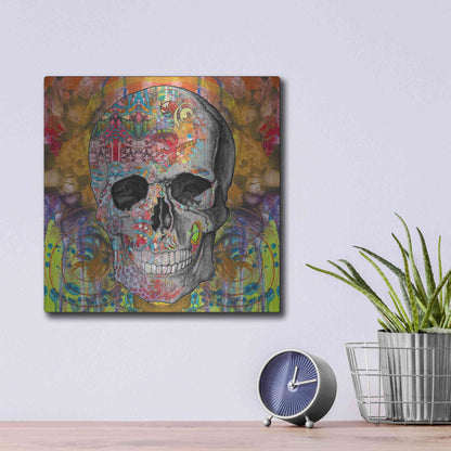 Luxe Metal Art 'Smile Skull' by Dean Russo, Metal Wall Art,12x12