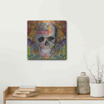 Luxe Metal Art 'Smile Skull' by Dean Russo, Metal Wall Art,12x12
