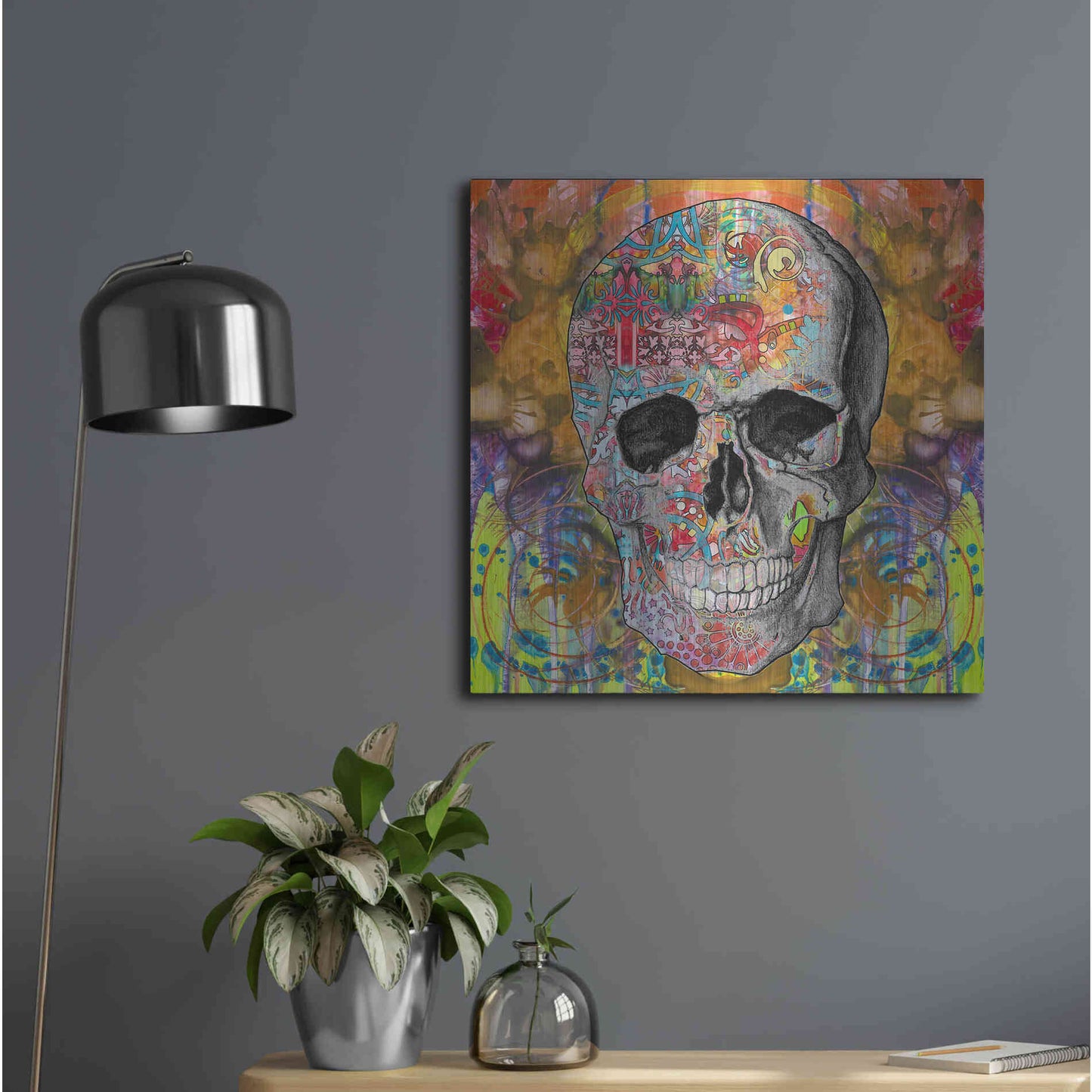 Luxe Metal Art 'Smile Skull' by Dean Russo, Metal Wall Art,24x24