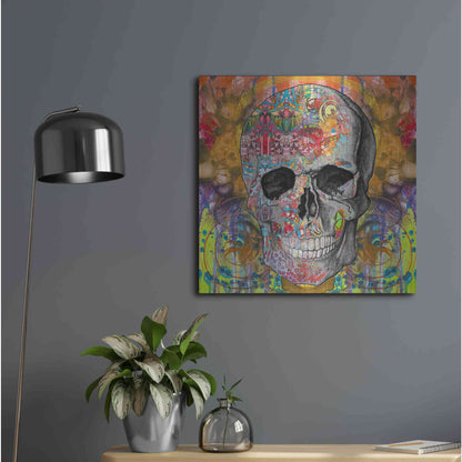 Luxe Metal Art 'Smile Skull' by Dean Russo, Metal Wall Art,24x24