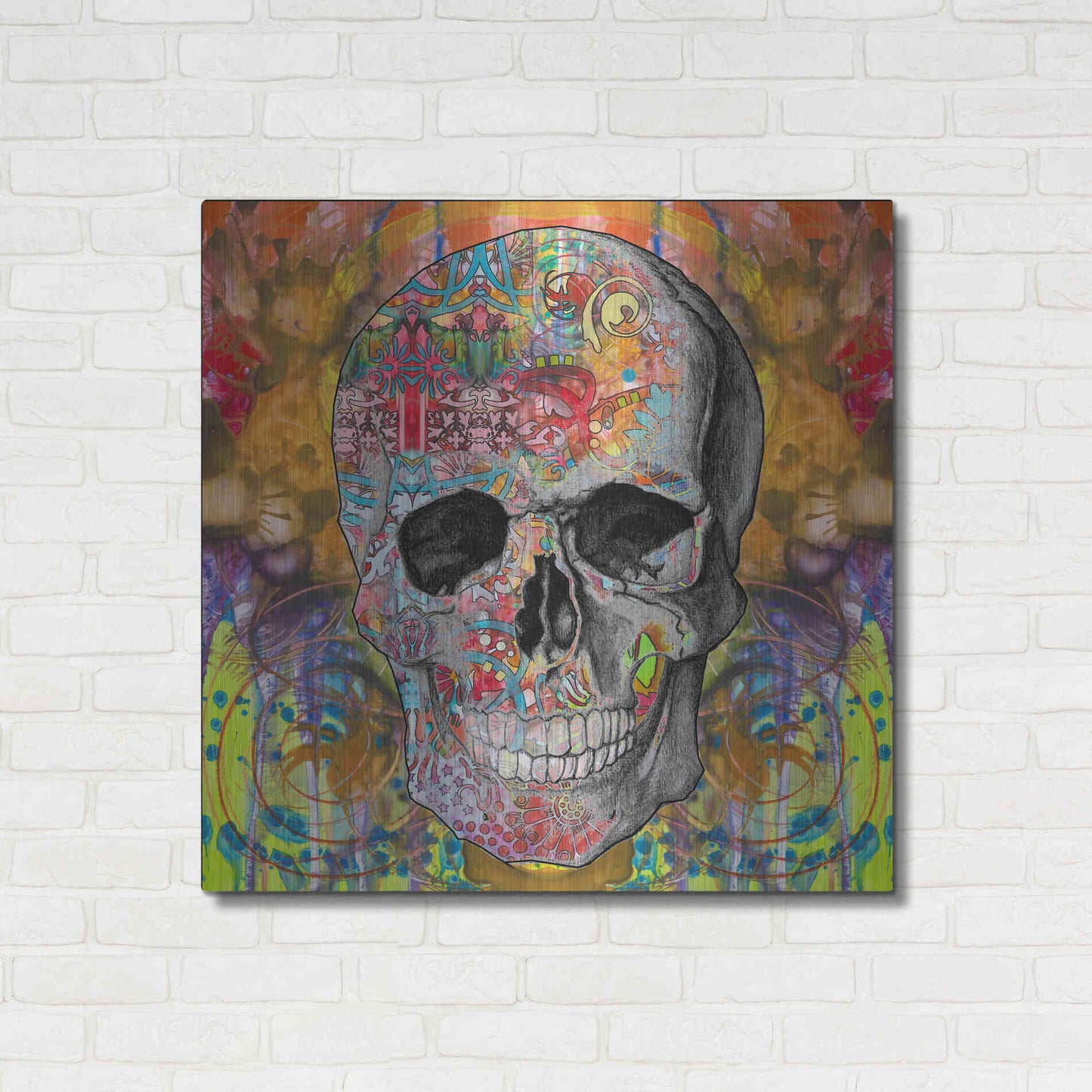 Luxe Metal Art 'Smile Skull' by Dean Russo, Metal Wall Art,36x36