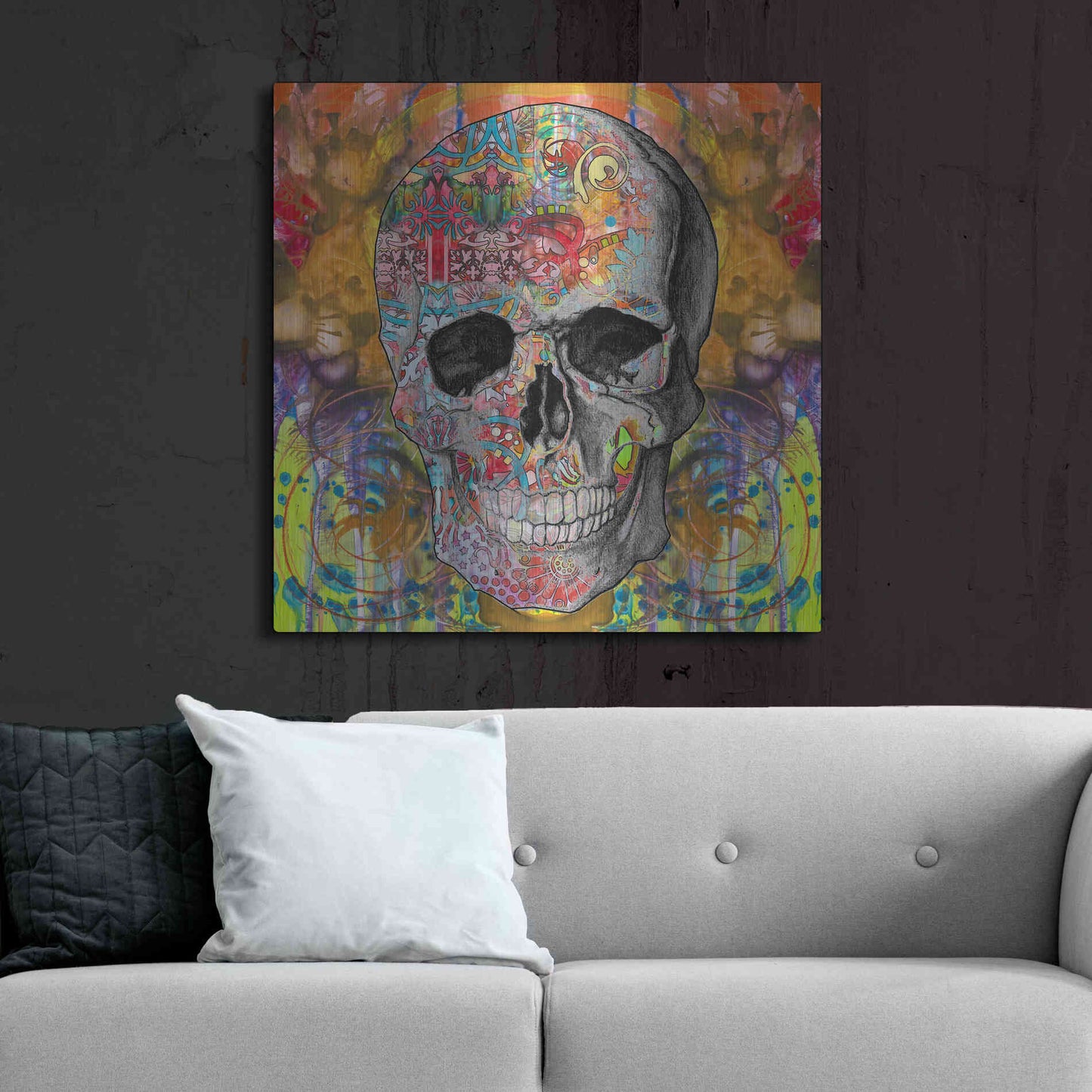 Luxe Metal Art 'Smile Skull' by Dean Russo, Metal Wall Art,36x36