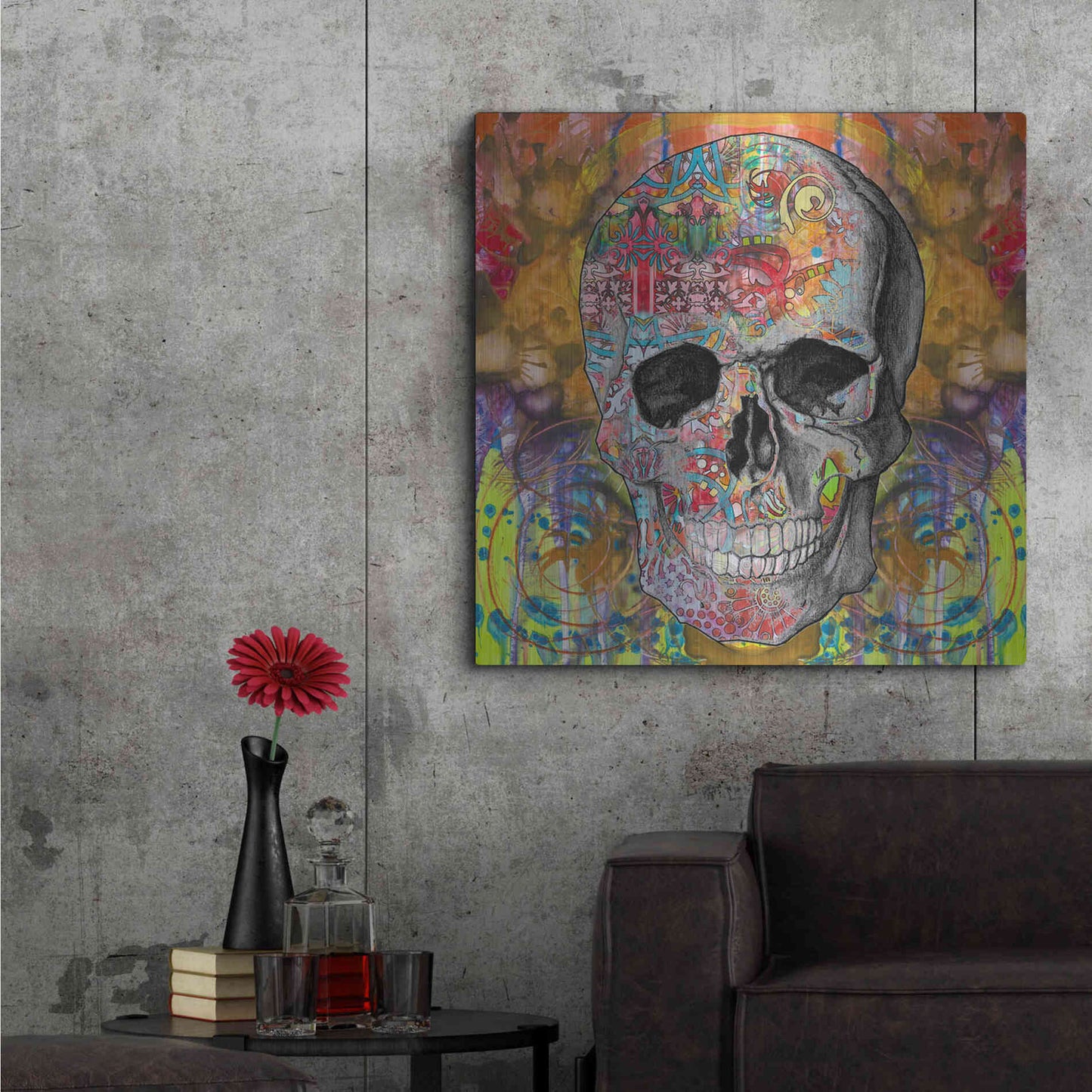 Luxe Metal Art 'Smile Skull' by Dean Russo, Metal Wall Art,36x36