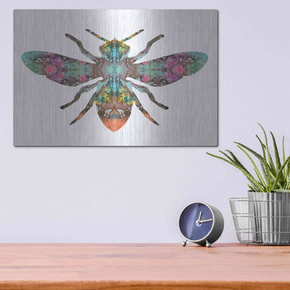 Luxe Metal Art 'Transverse Bee' by Dean Russo, Metal Wall Art,16x12