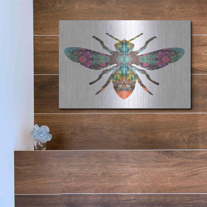 Luxe Metal Art 'Transverse Bee' by Dean Russo, Metal Wall Art,16x12