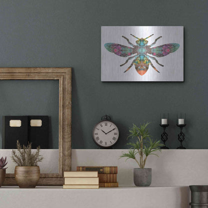 Luxe Metal Art 'Transverse Bee' by Dean Russo, Metal Wall Art,16x12