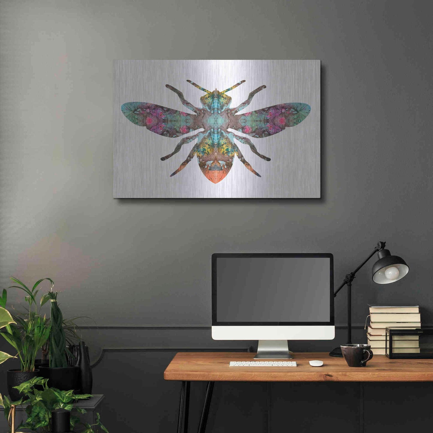 Luxe Metal Art 'Transverse Bee' by Dean Russo, Metal Wall Art,36x24