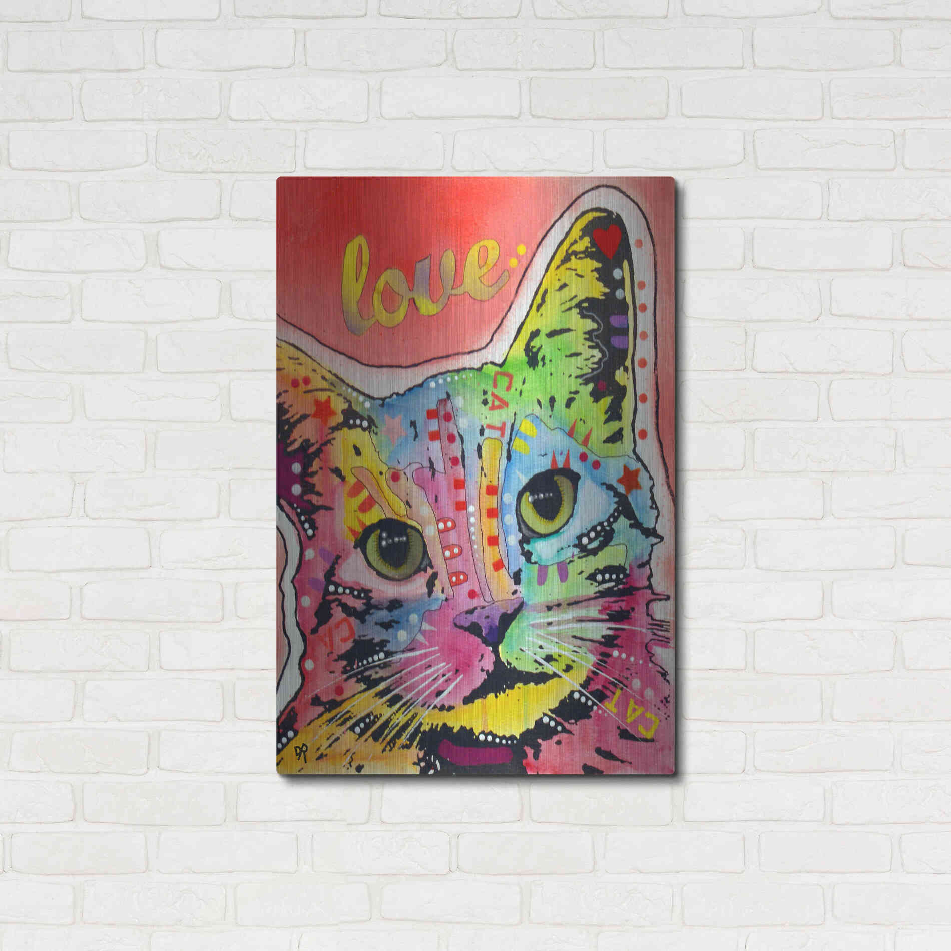 Luxe Metal Art 'TiltCat Love' by Dean Russo, Metal Wall Art,24x36