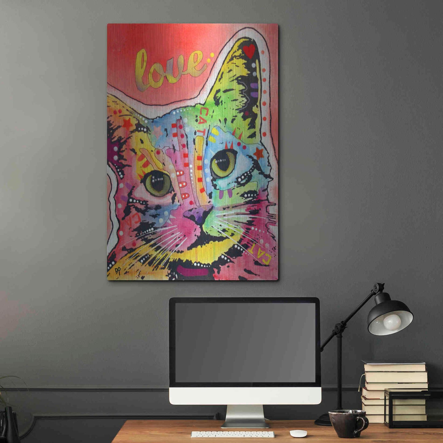 Luxe Metal Art 'TiltCat Love' by Dean Russo, Metal Wall Art,24x36