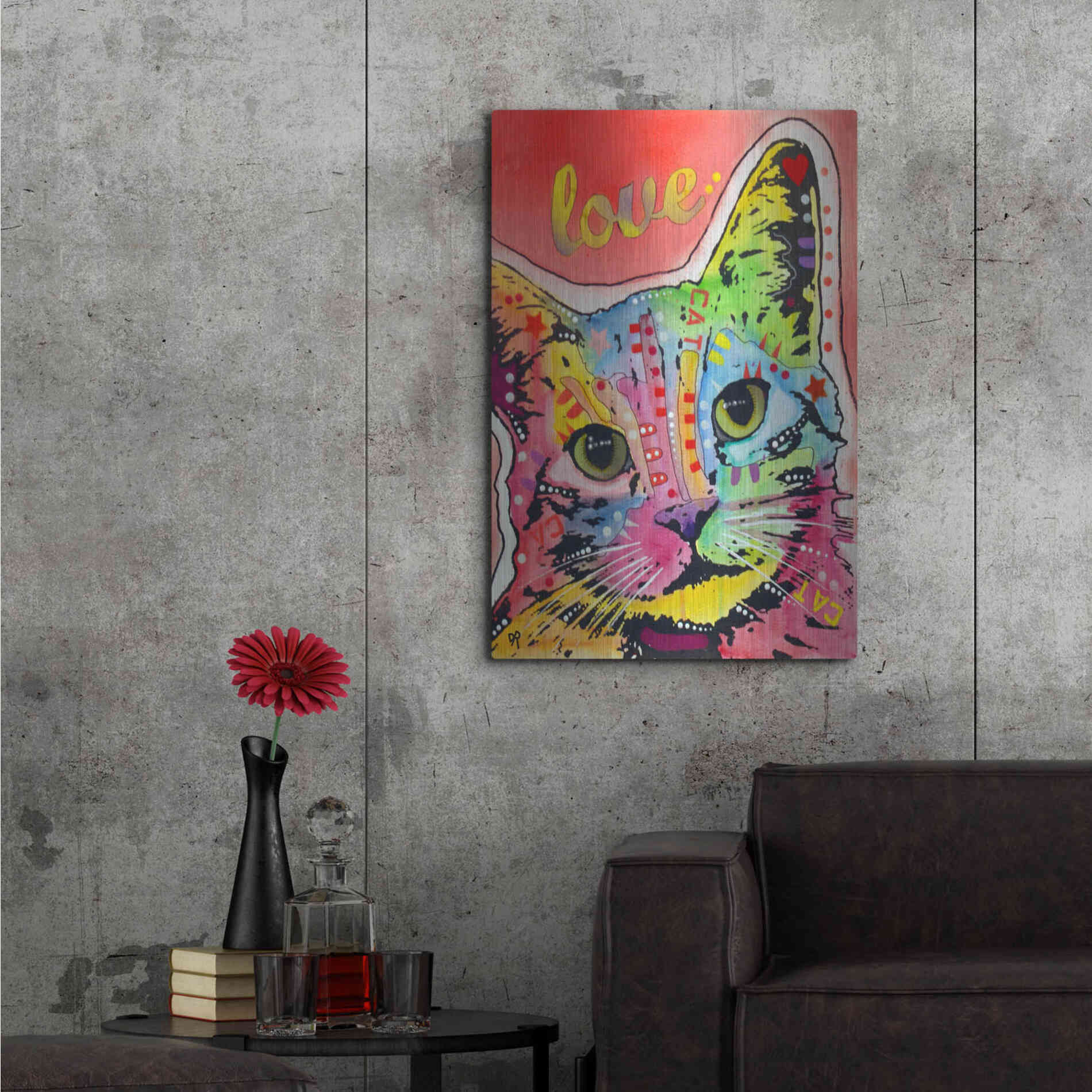 Luxe Metal Art 'TiltCat Love' by Dean Russo, Metal Wall Art,24x36