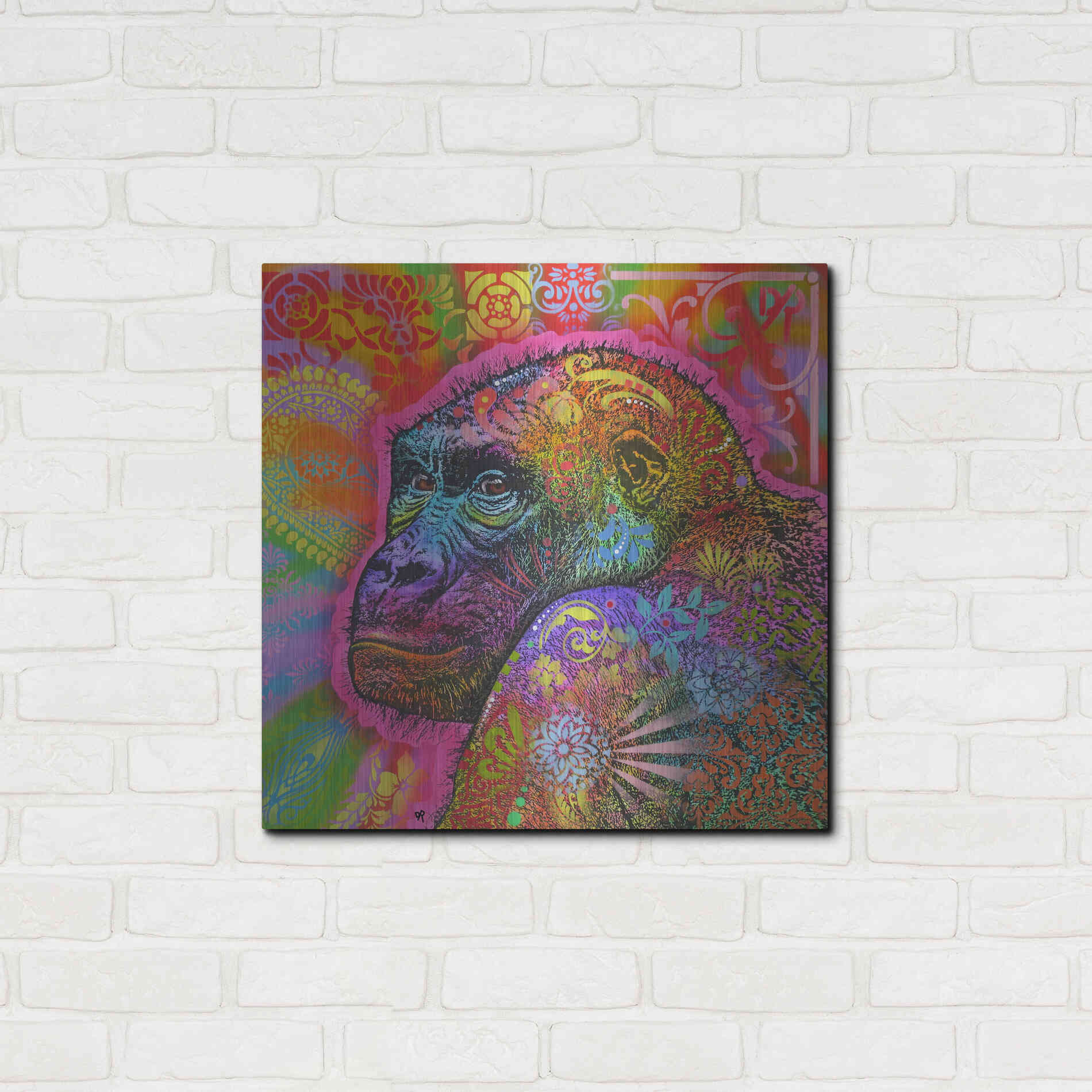 Luxe Metal Art 'Gorilla' by Dean Russo, Metal Wall Art,24x24