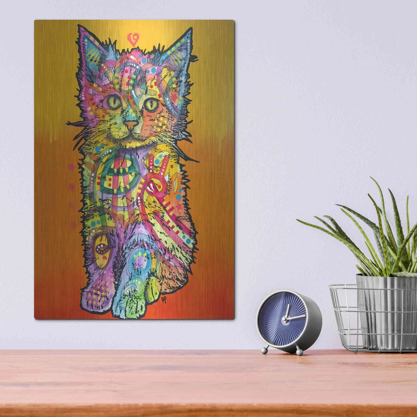 Luxe Metal Art 'Love Kitten' by Dean Russo, Metal Wall Art,12x16