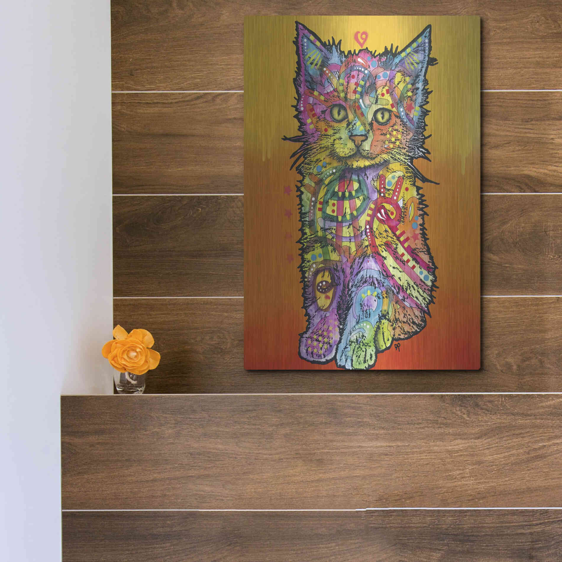 Luxe Metal Art 'Love Kitten' by Dean Russo, Metal Wall Art,12x16