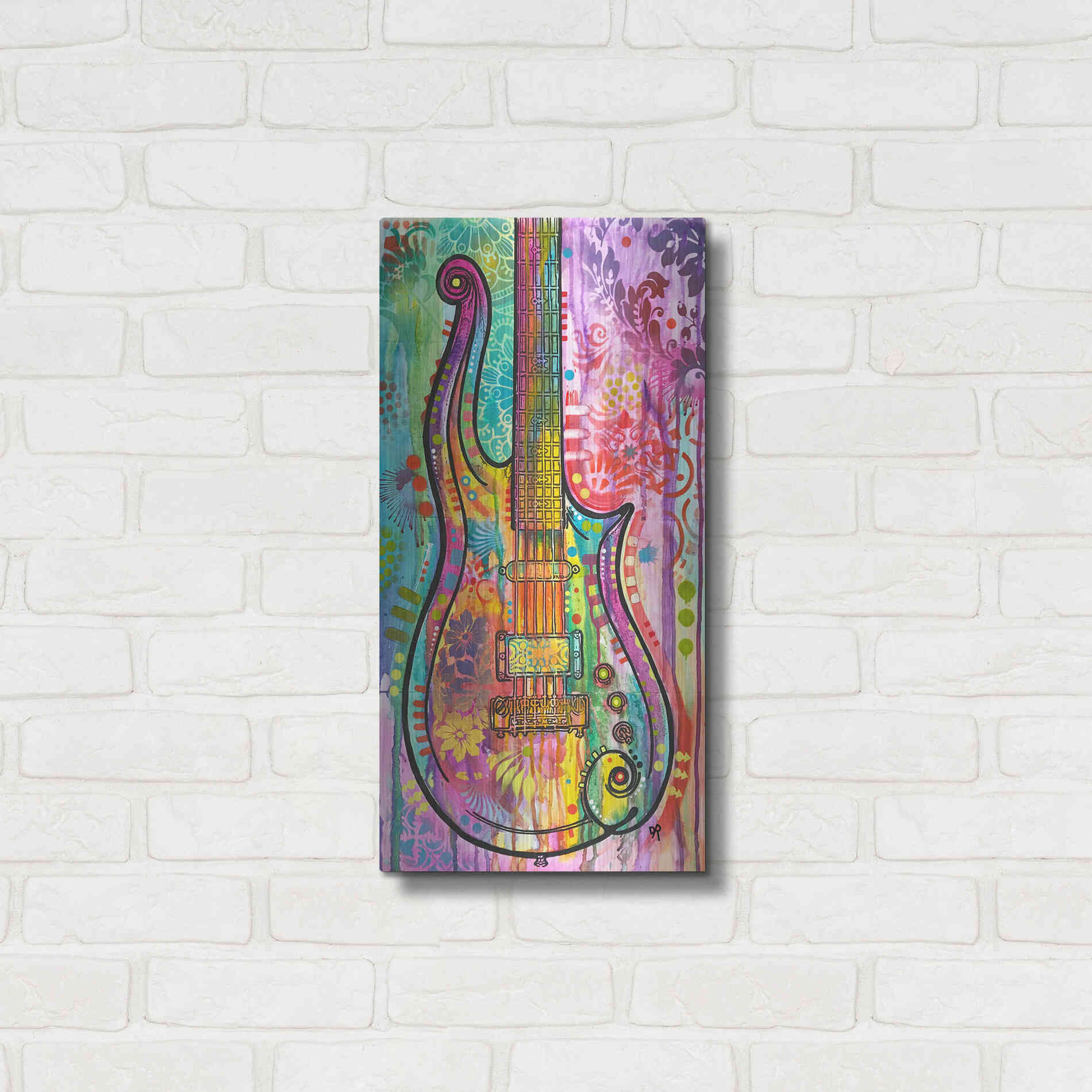 Luxe Metal Art 'Prince Cloud Guitar' by Dean Russo, Metal Wall Art,12x24