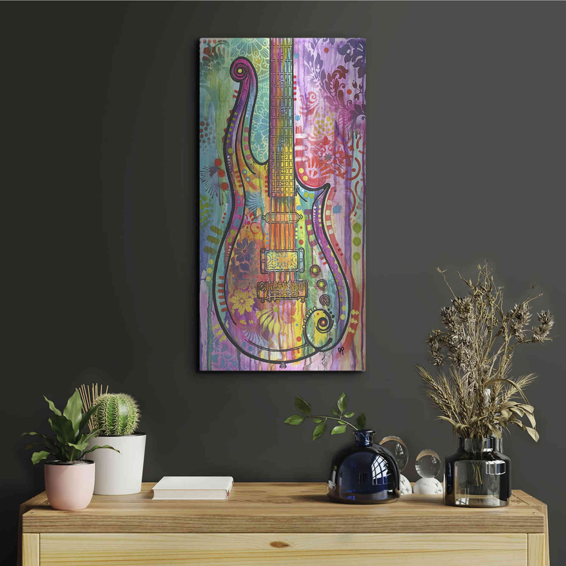 Luxe Metal Art 'Prince Cloud Guitar' by Dean Russo, Metal Wall Art,12x24