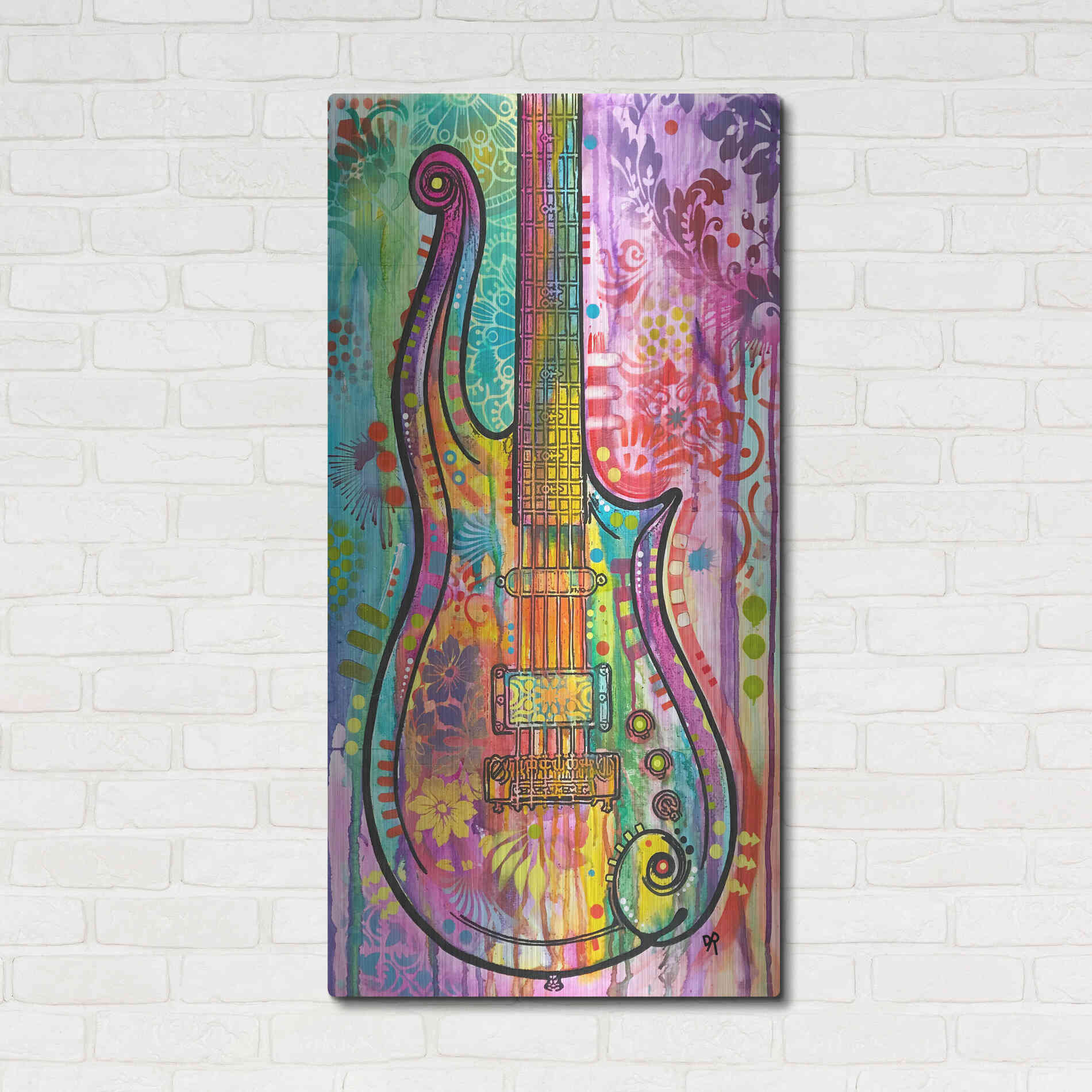 Luxe Metal Art 'Prince Cloud Guitar' by Dean Russo, Metal Wall Art,24x48