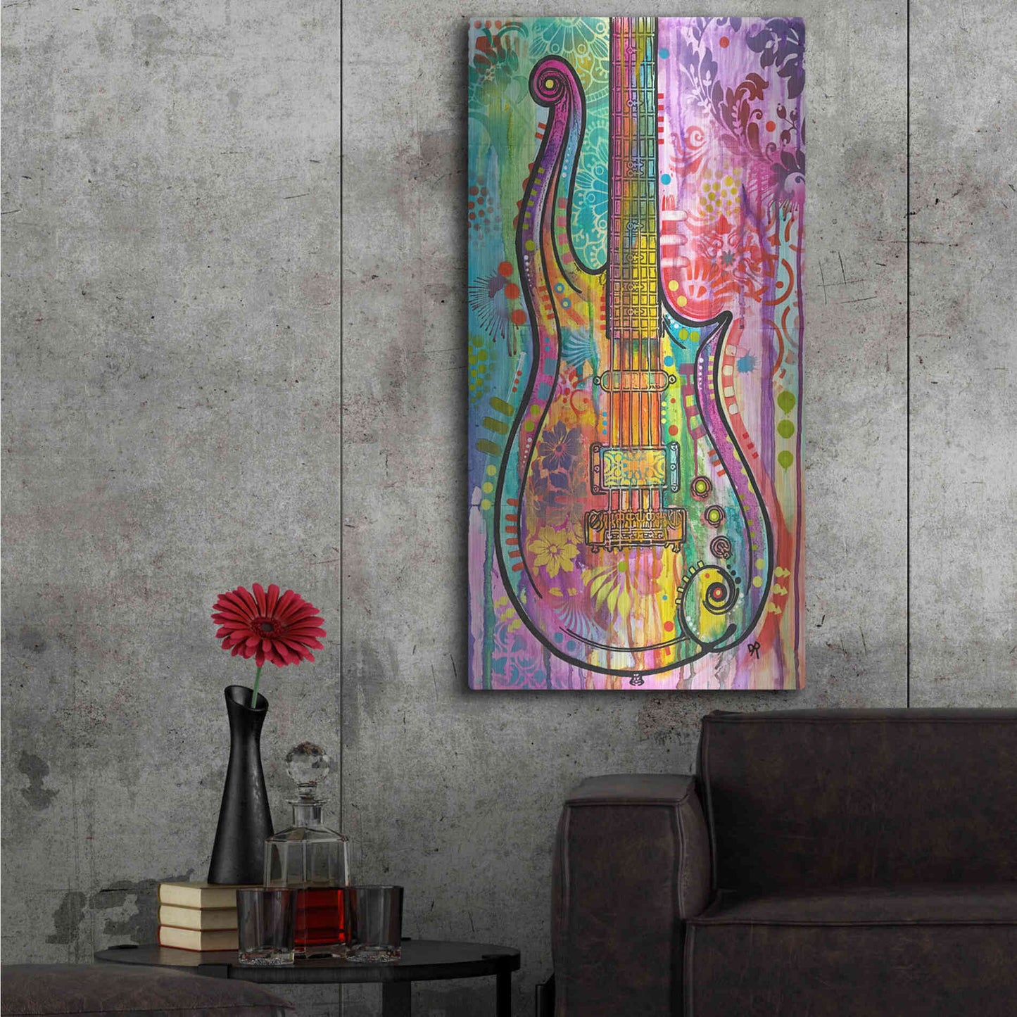 Luxe Metal Art 'Prince Cloud Guitar' by Dean Russo, Metal Wall Art,24x48