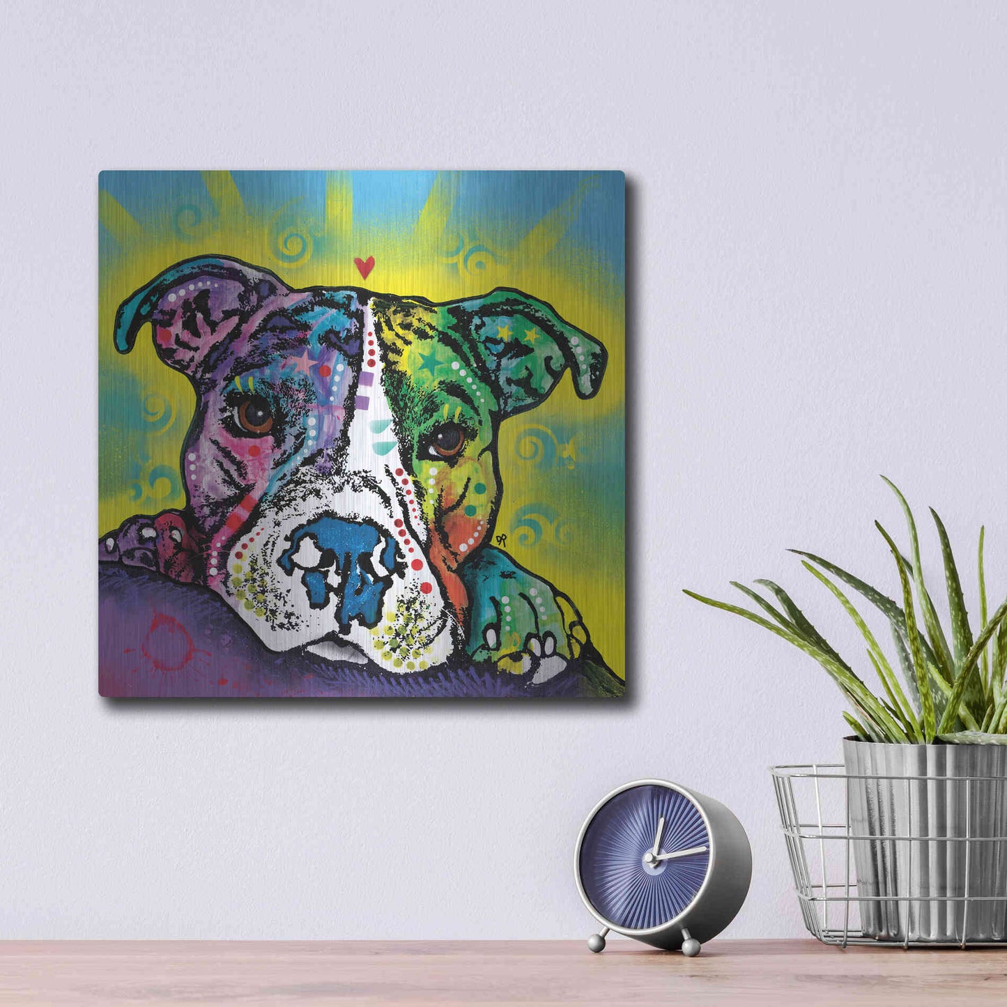 Luxe Metal Art 'The Baby Pit Bull' by Dean Russo, Metal Wall Art,12x12