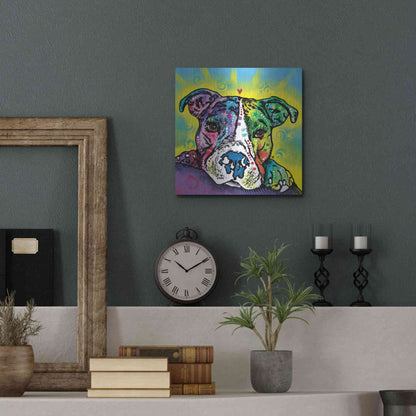 Luxe Metal Art 'The Baby Pit Bull' by Dean Russo, Metal Wall Art,12x12