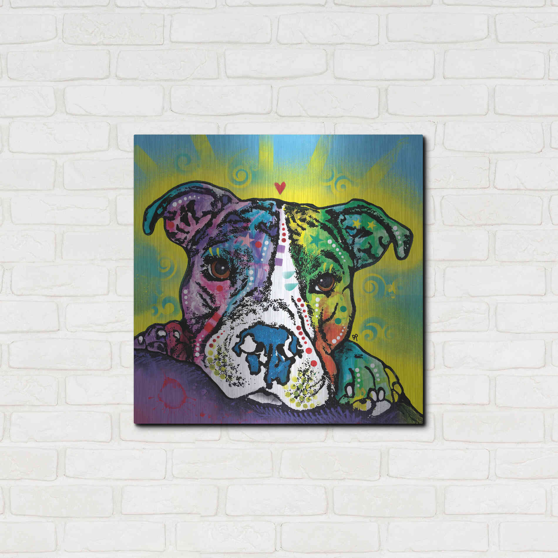 Luxe Metal Art 'The Baby Pit Bull' by Dean Russo, Metal Wall Art,24x24