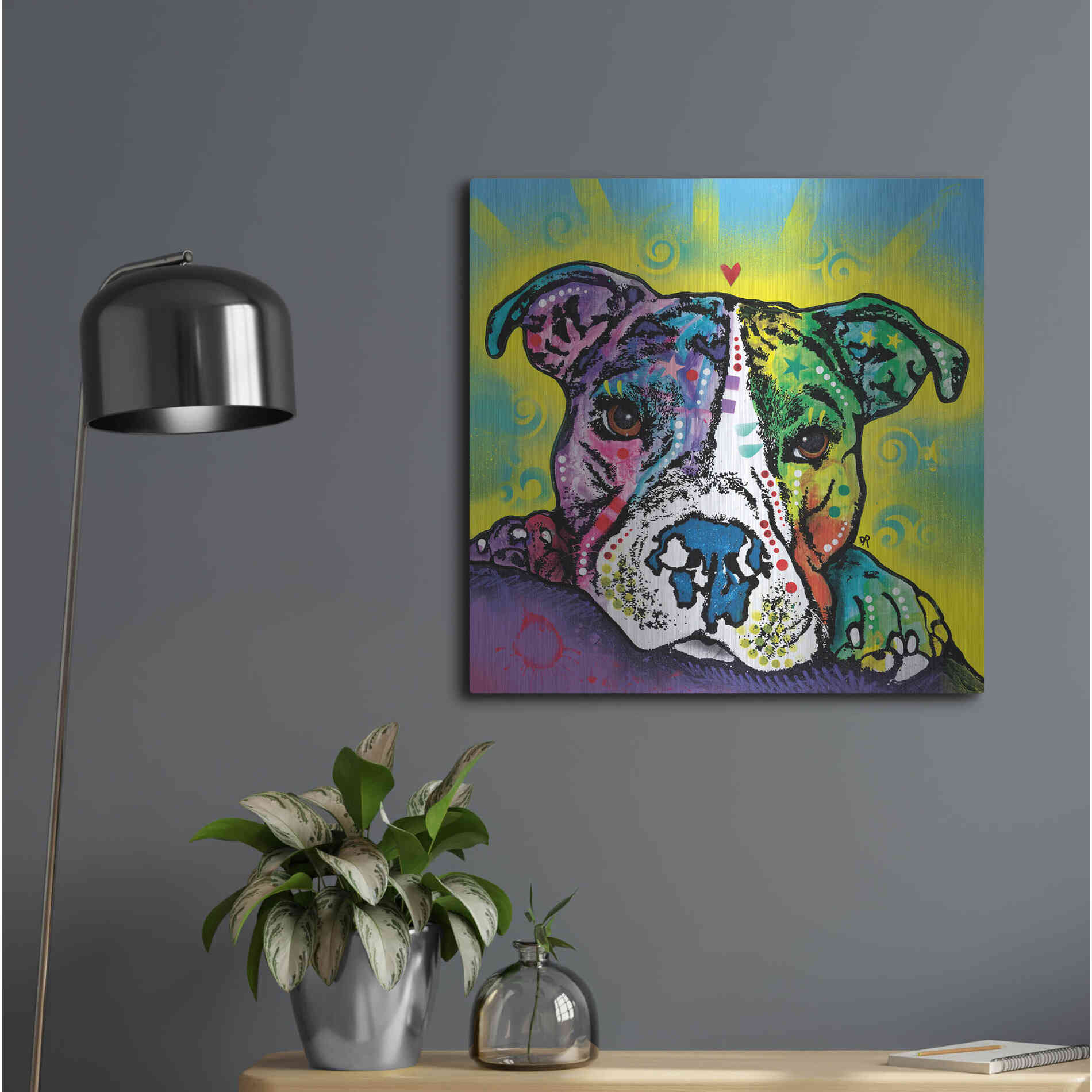 Luxe Metal Art 'The Baby Pit Bull' by Dean Russo, Metal Wall Art,24x24