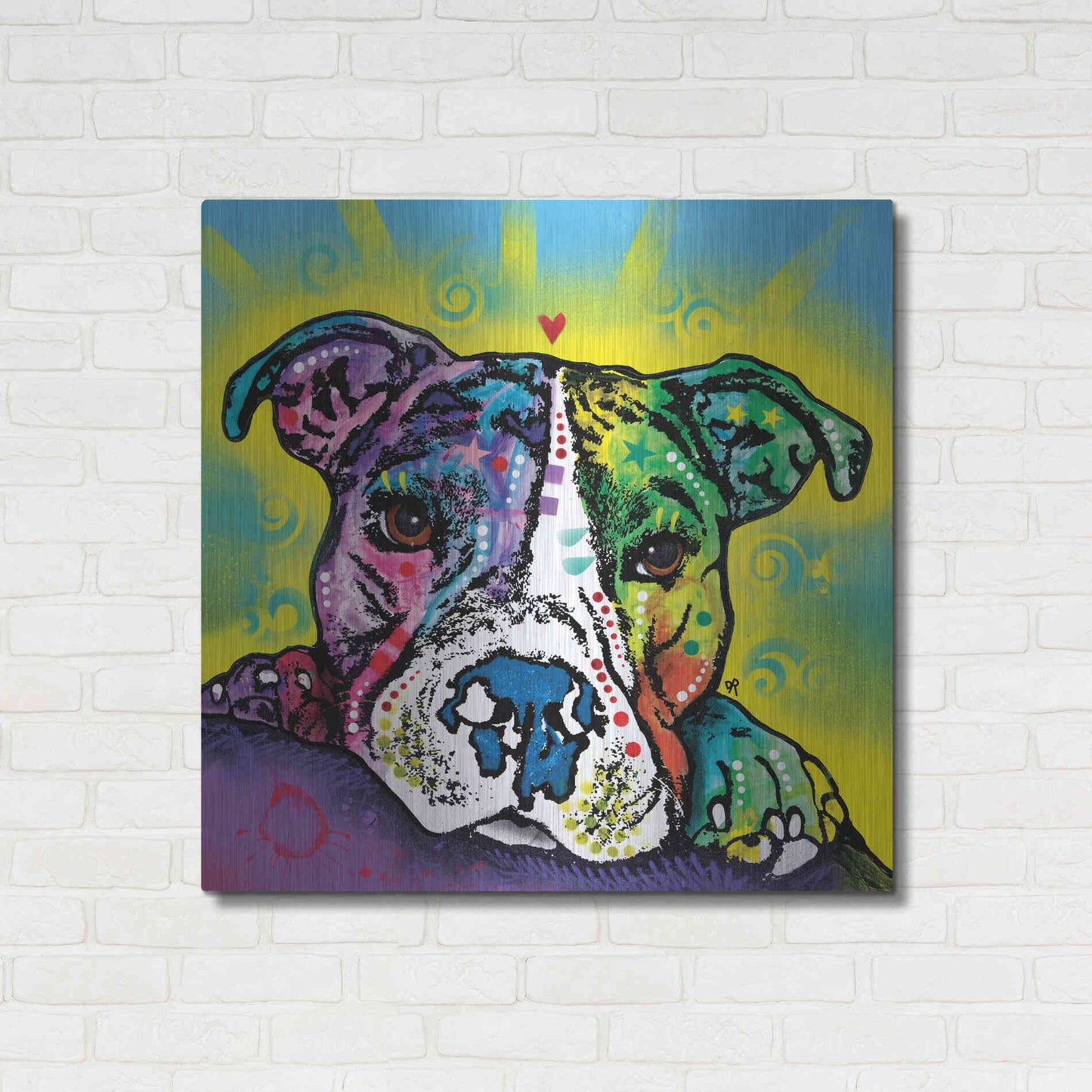 Luxe Metal Art 'The Baby Pit Bull' by Dean Russo, Metal Wall Art,36x36